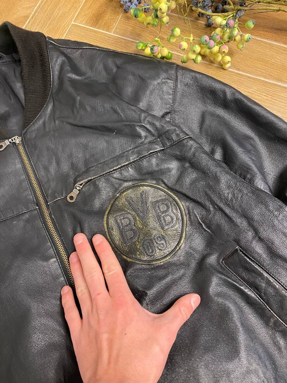 Vintage Rare Vintage Borussia Mönchengladbach Leather Bomber 90s Size US L / EU 52-54 / 3 - 3 Thumbnail