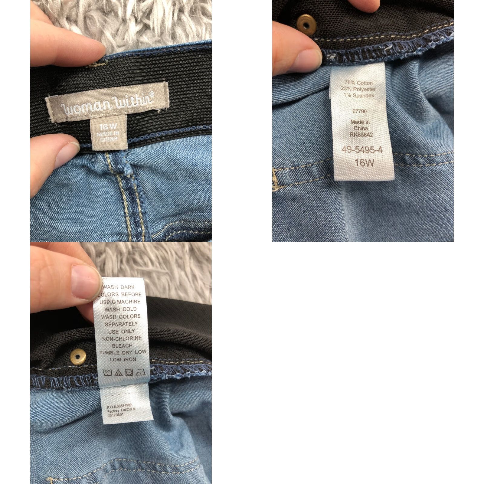 Vintage Woman Within Jeans 16W Plus Size Womens Rise Dark Wash Blue Denim Stretch Size 38" / US 16 / IT 52 - 9 Thumbnail