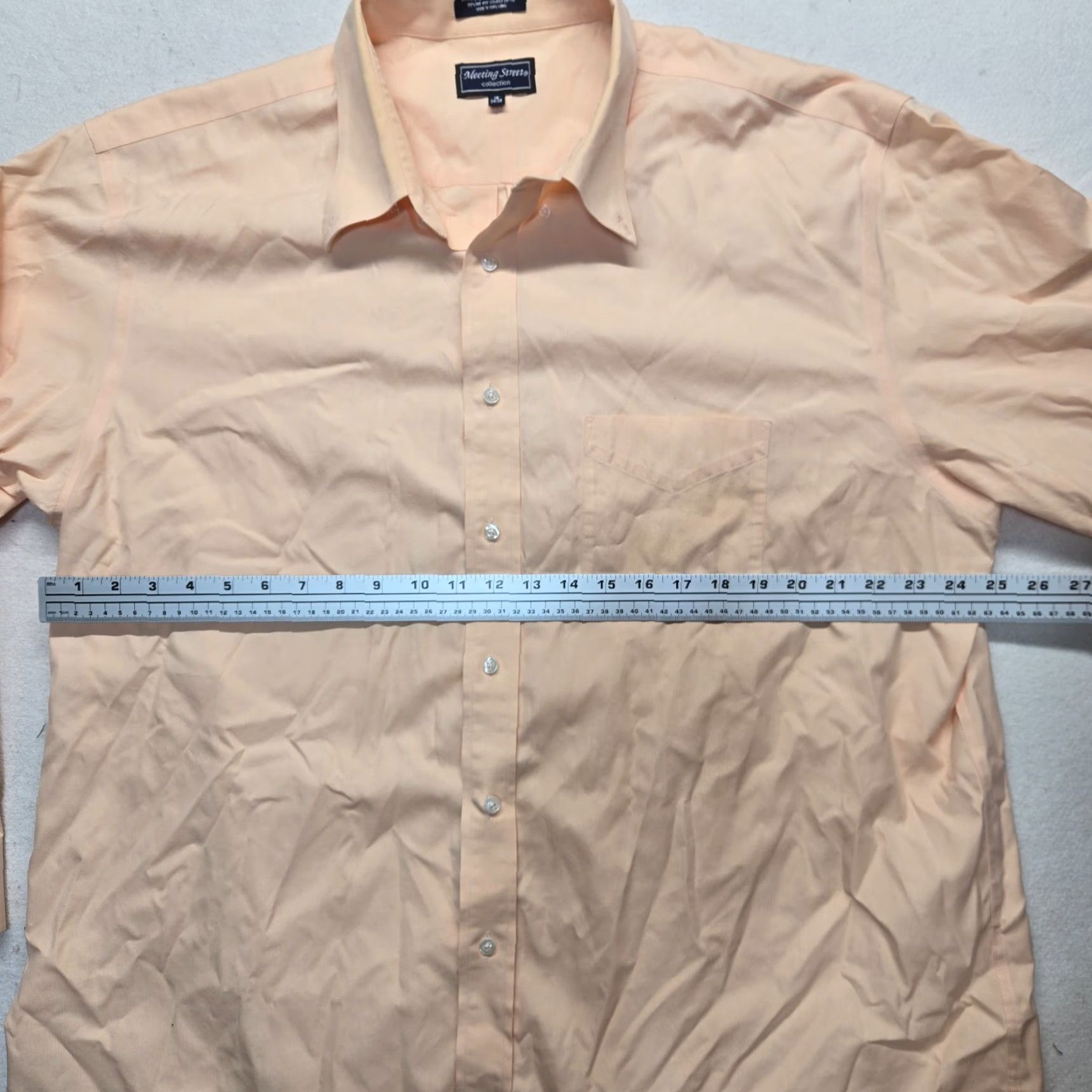 Vintage VINTAGE Meeting Street Orange Pinstripe Dress Shirt Men’s 18 34/35 80s Button Collar Long Sleeve Wrinkle-Resistant Size US XXL / EU 58 / 5 - 4 Thumbnail