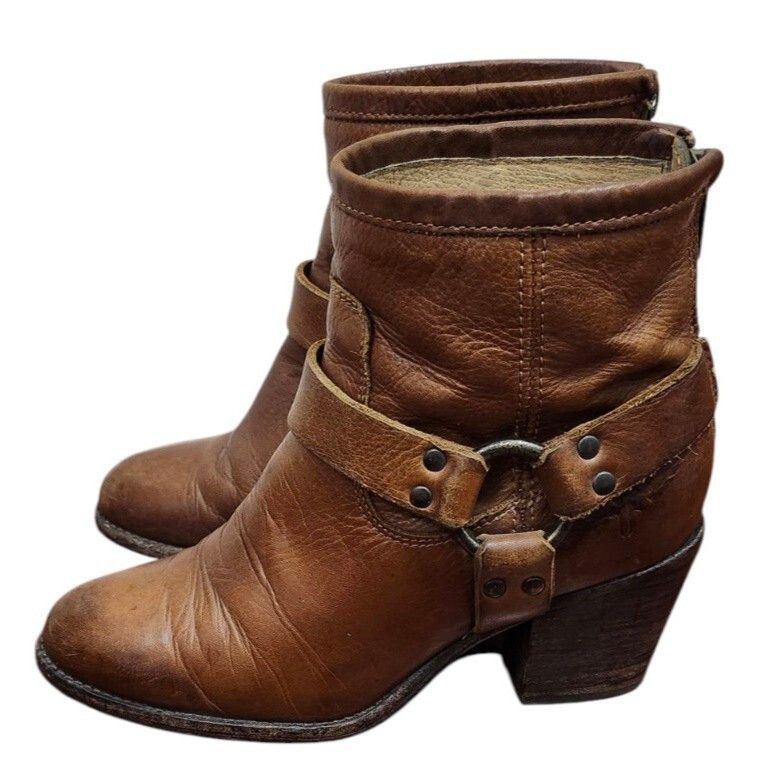 Frye FRYE Harness Boot Back Zip Cognac Leather size 6 B Size US 6 / IT 36 - 5 Thumbnail