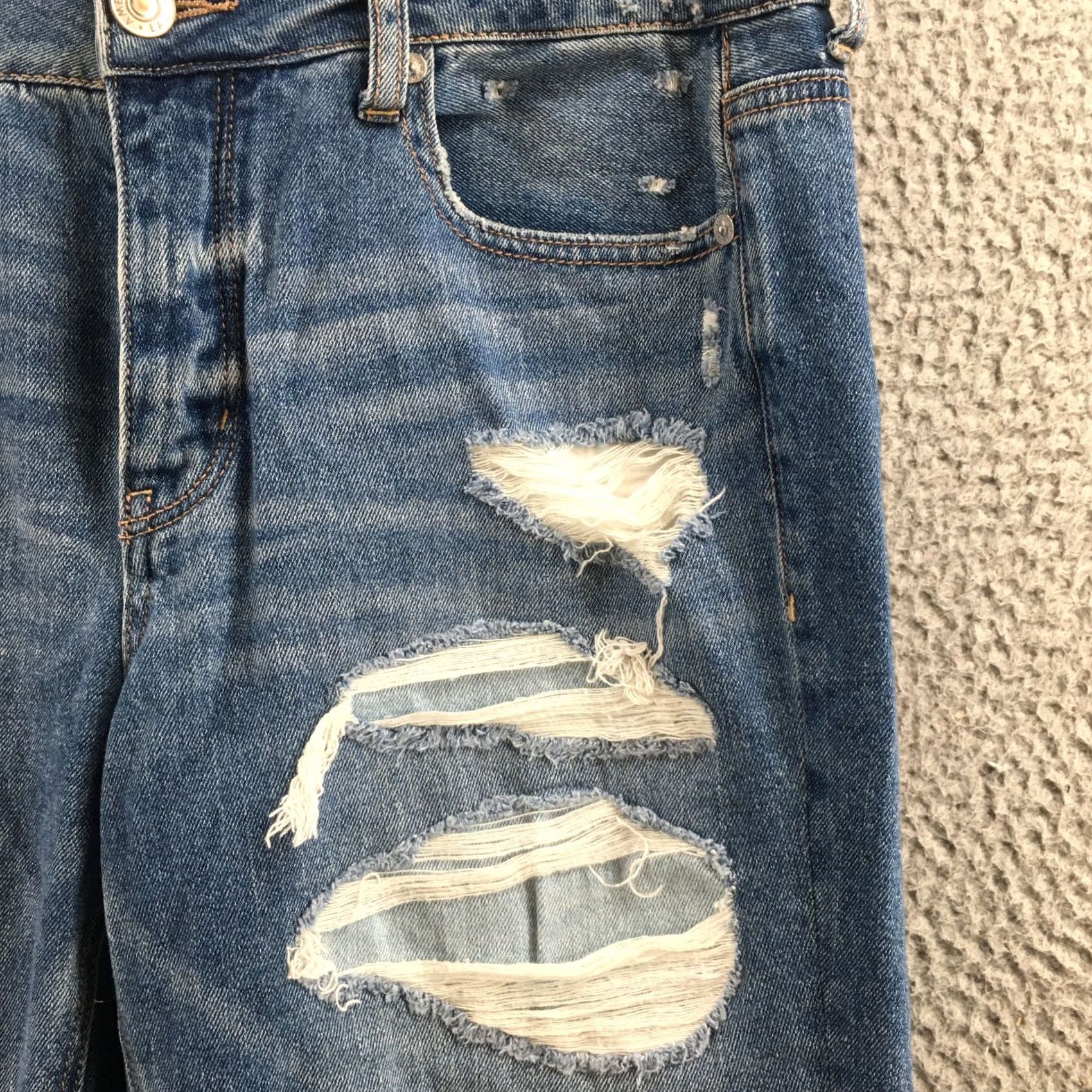 American Eagle Outfitters American Eagle Outfitters Jeans Women 10 Mid Rise Blue Denim Distressed Zip Fly Slim Skinny 5-Pocket Style Womens Size 32" / US 10 / IT 46 - 6 Thumbnail