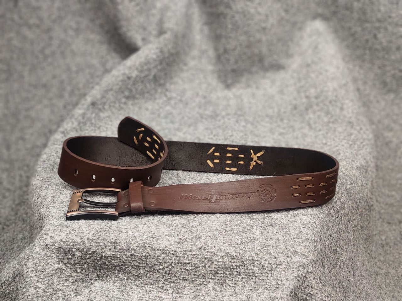 Diesel Diesel Industry Vintage Dark Brown Logo Mens Belt Y2K Style Size ONE SIZE - 4 Thumbnail
