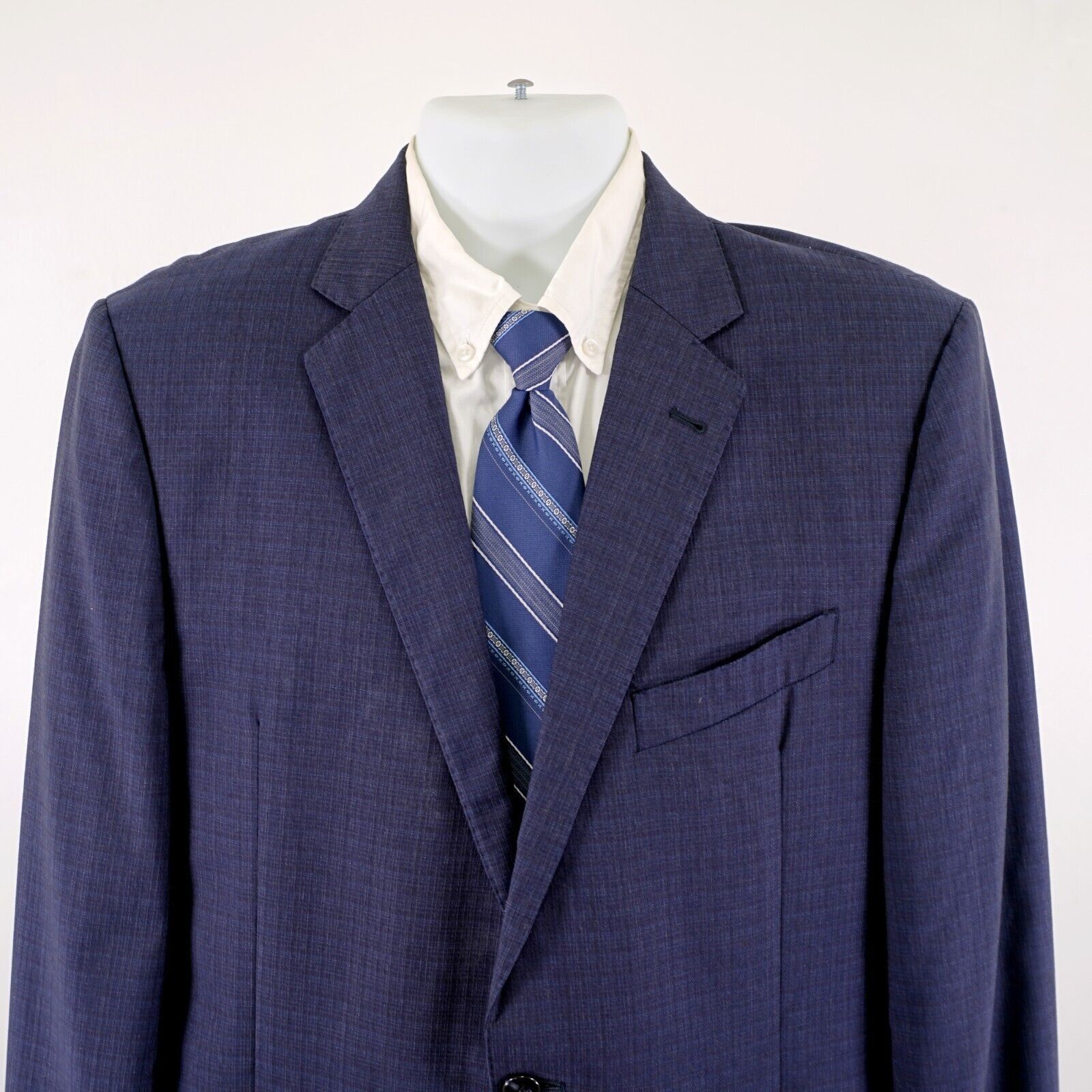 Joseph Abboud Joseph Abboud Reda Super 110s Wool Blue Check 40R 2 Button S Size 40R - 1 Thumbnail