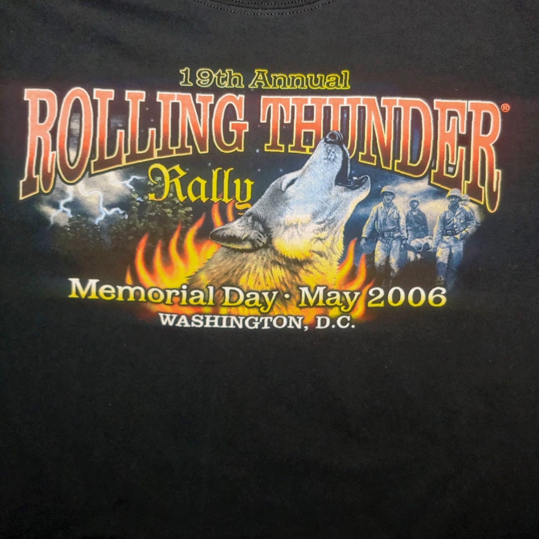 Gildan VINTAGE Rolling Thunder Motorcycle Rally Shirt XL Black Gildan Heavy Cotton Adult Men T-Shirt Size US XL / EU 56 / 4 - 2 Thumbnail