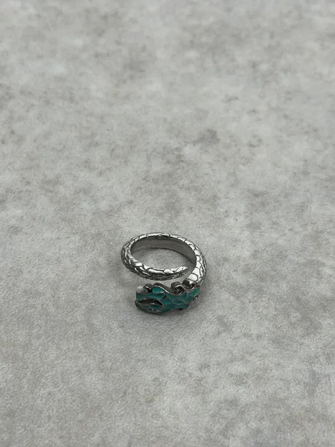 Vintage 2000s Cavalli Blue Asian Dragon Metal Ring Size ONE SIZE - 3 Thumbnail