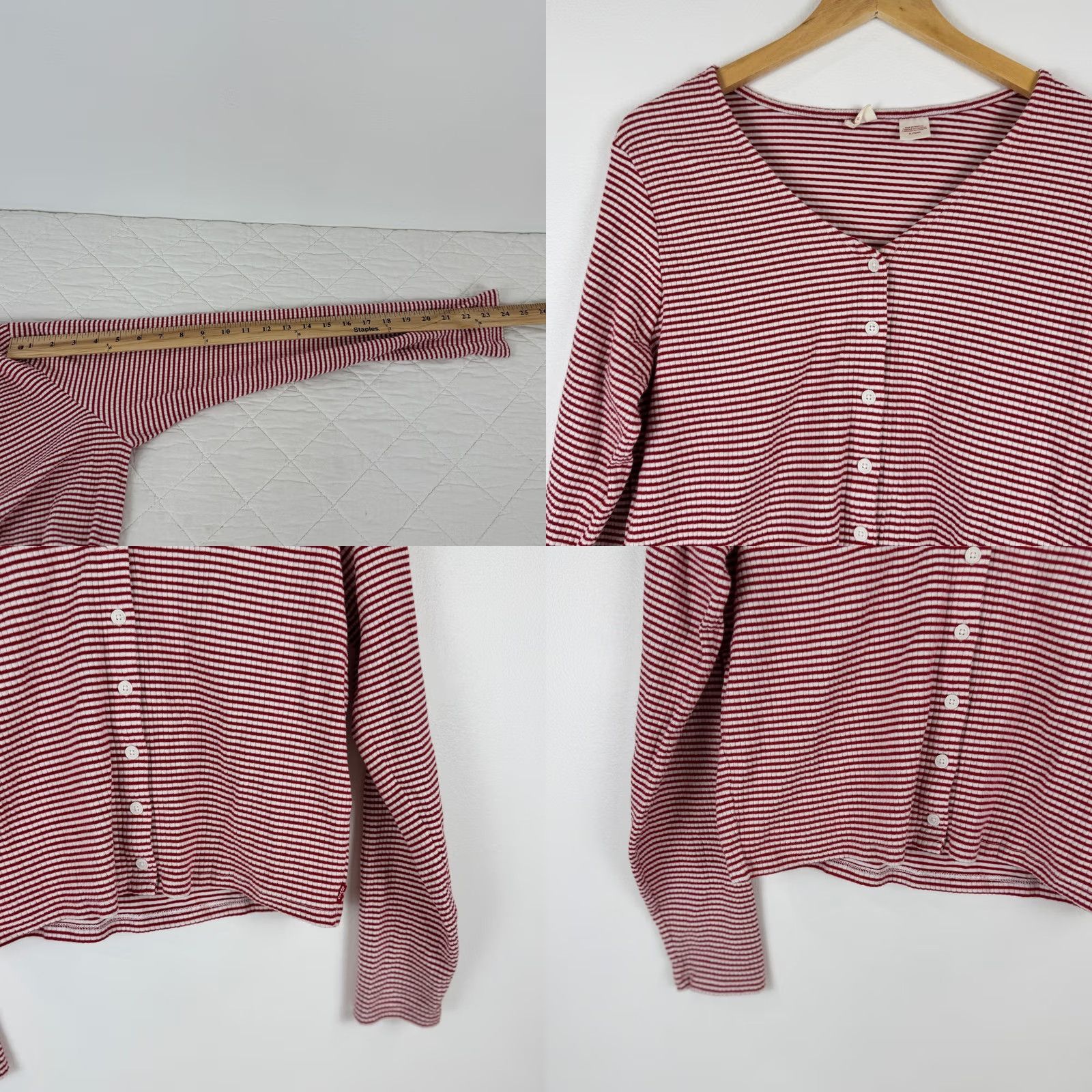 Levi's Levi's Shirt Red White Stripe Button Up Long Sleeve Top XL Womens Size XL / US 12-14 / IT 48-50 - 8 Thumbnail