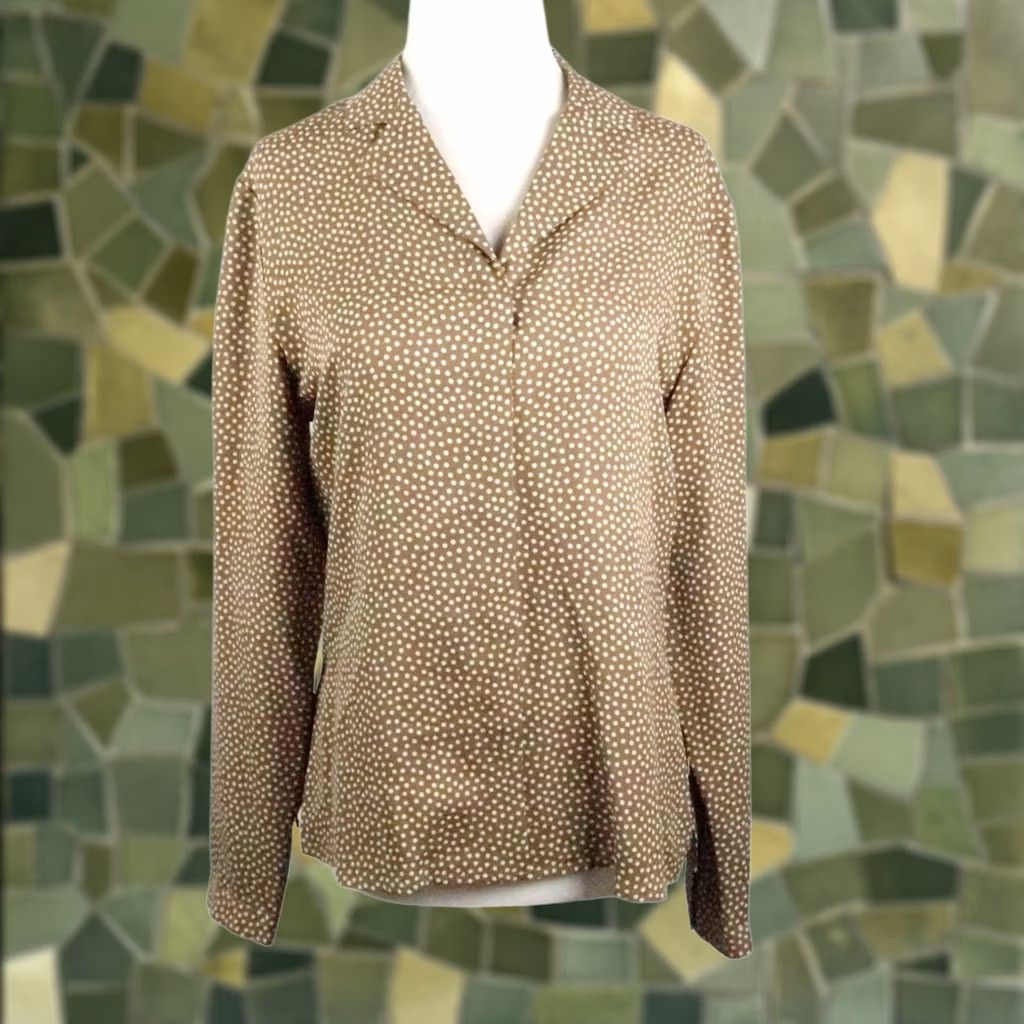 Talbots VINTAGE Talbots Brown and Cream Polka Dot Button Down Blouse Top 4 Silk Long Sleeve Women Size S / US 4 / IT 40 - 1 Thumbnail