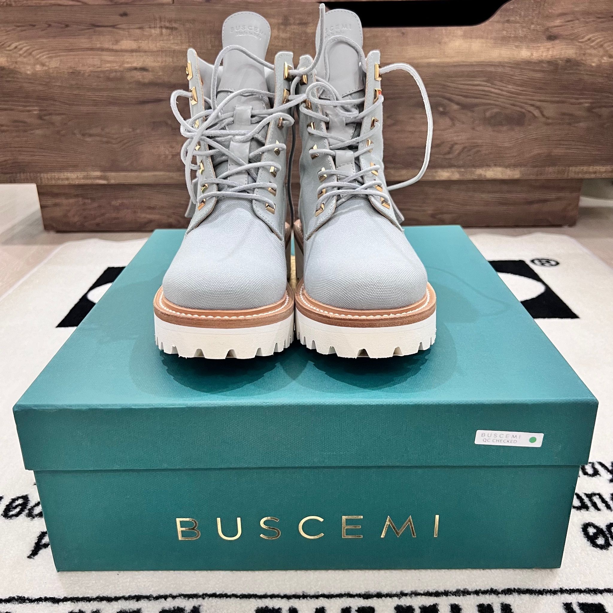 Buscemi Women's Buscemi Light Blue Canvas Site Hiking Lace Up Boots Size US 5.5 / IT 35.5 - 2 Thumbnail
