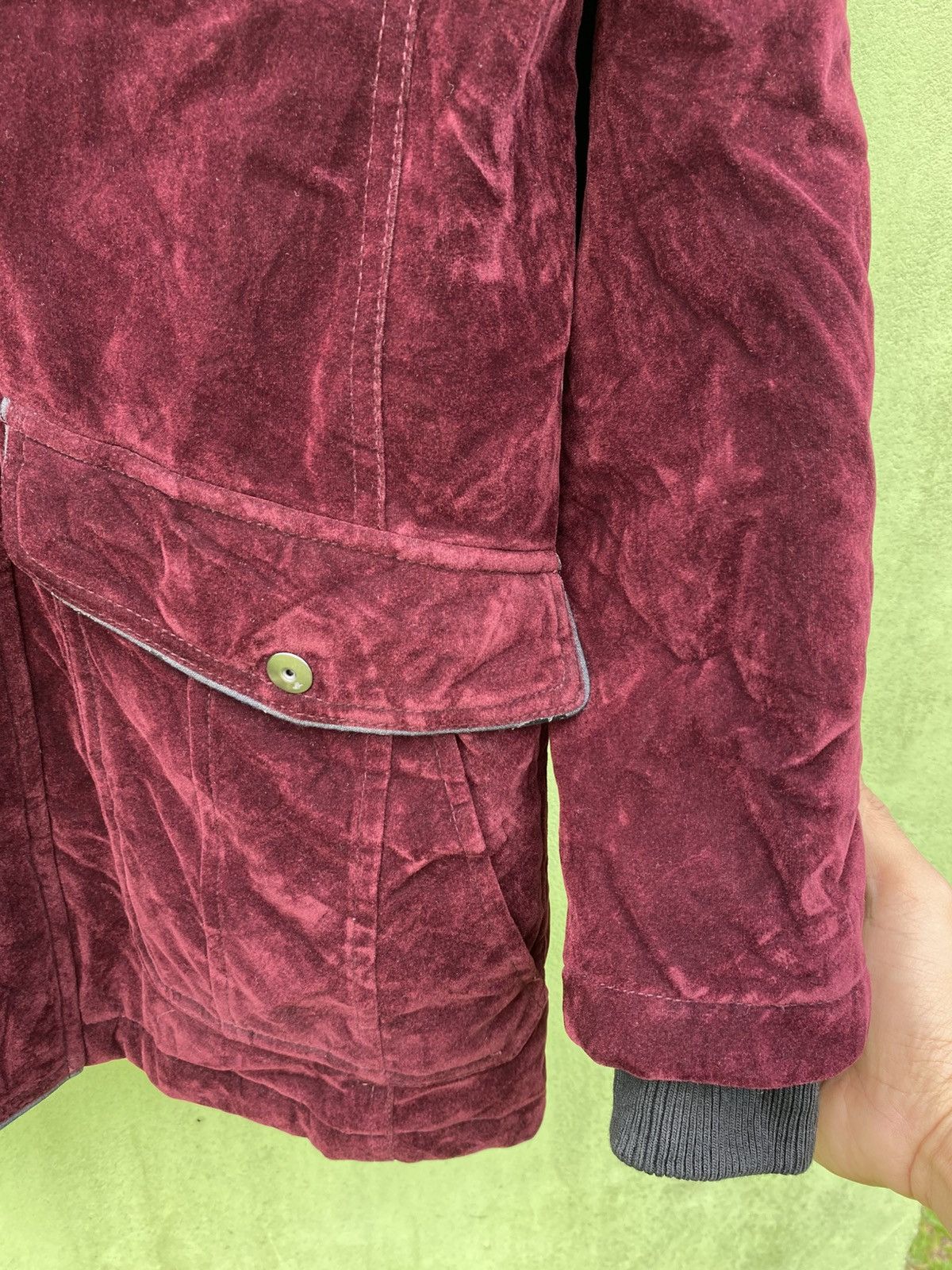 Japanese Brand Naughty Style Burgundy Velvet Parka Jacket Faux Fur Hood Size US M / EU 48-50 / 2 - 6 Thumbnail