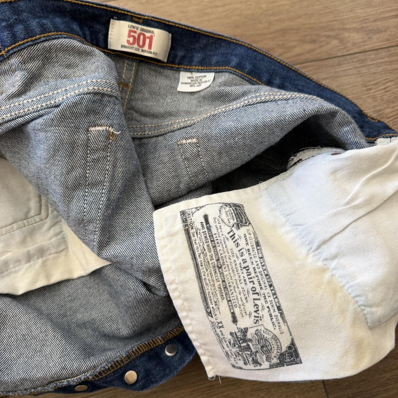 Levi's Vintage Y2K Levi’s 501 Button Fly Blue Denim Jeans 38x34 Size US 38 / EU 54 - 6 Thumbnail