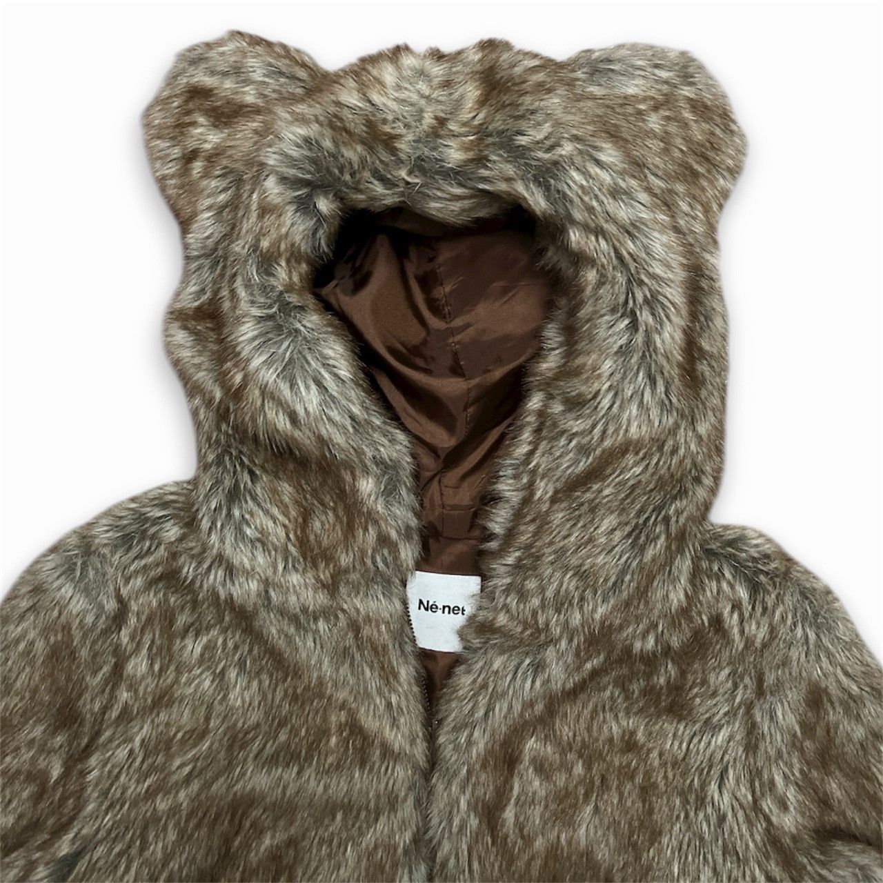 Ne-Net Ne-net Brown Fluffy Faux Fur Zip Up Hoodie Size M / US 6-8 / IT 42-44 - 2 Thumbnail