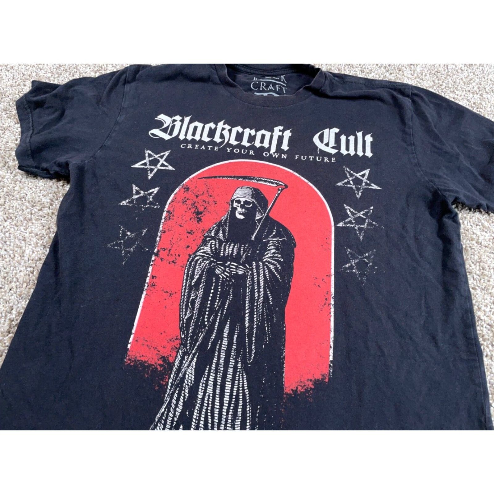 Vintage VINTAGE Blackcraft Cult Grim Reaper T-Shirt Adult Medium Black Graphic Print Goth Skull Cotton Size US M / EU 48-50 / 2 - 4 Thumbnail