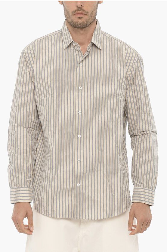 image of Salvatore Piccolo Spread Collar Bengal Striped Alberto Shirt in Beige, Men's (Size Small)