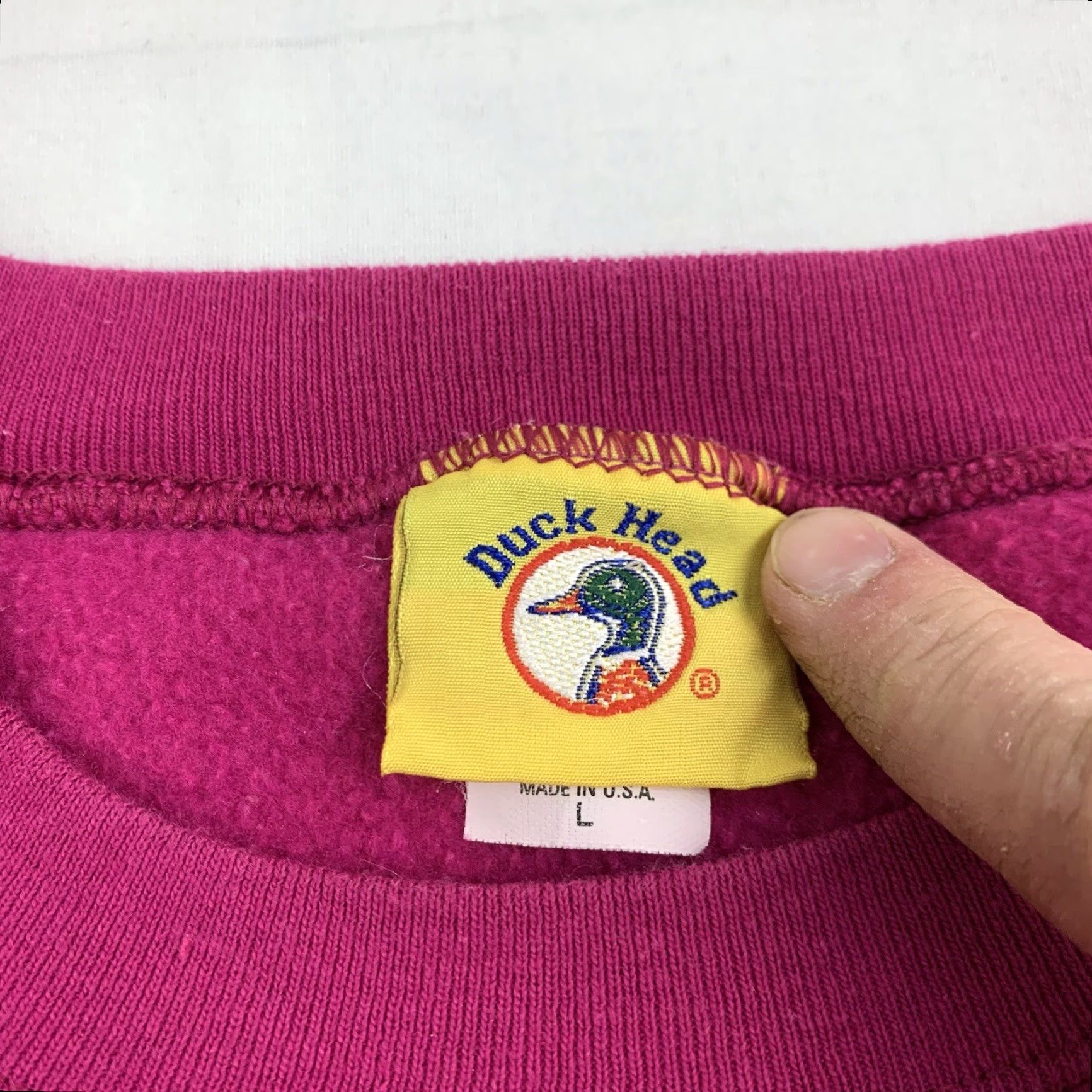 Vintage VINTAGE Duck Head Sweatshirt Shirt Adult Large Pink 90s 1990s We Be Jammin Mens Pullover Crew Neck Long Sleeve Size US L / EU 52-54 / 3 - 5 Thumbnail