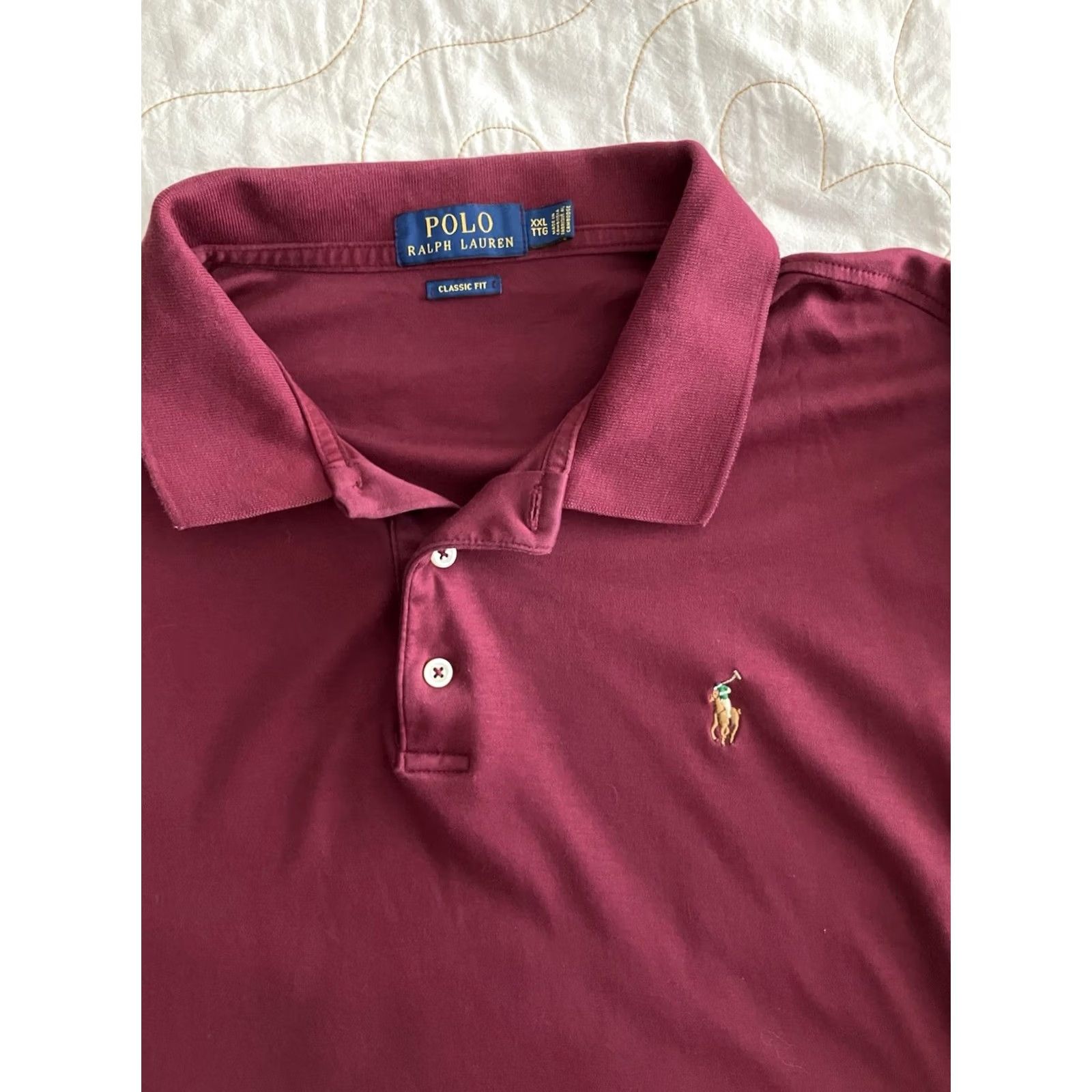 Ralph Lauren VINTAGE Ralph Lauren Polo Shirt 2XL Maroon Red Jersey Long Sleeve Polo Shirt Mens Size US XXL / EU 58 / 5 - 2 Thumbnail