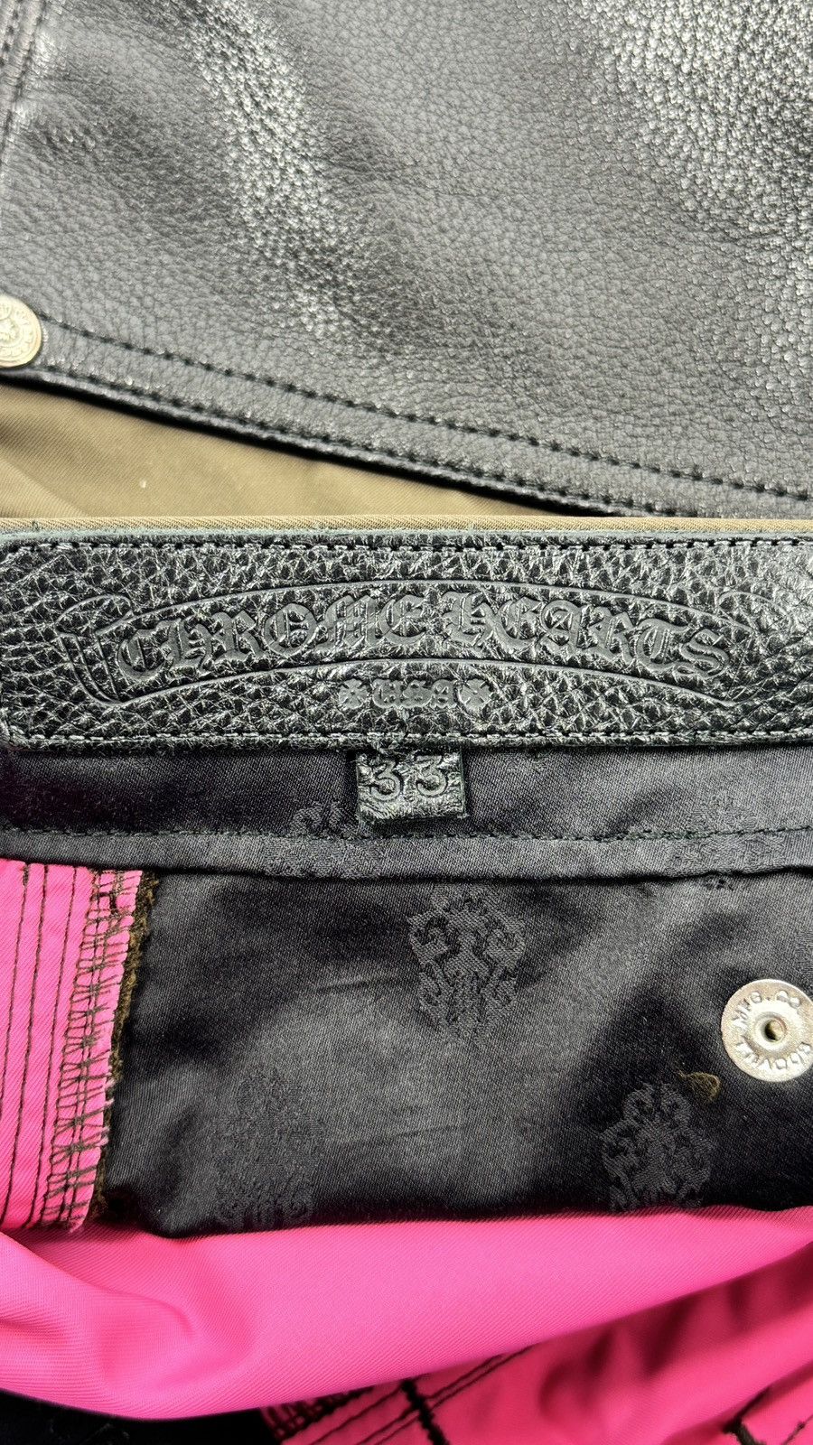 Chrome Hearts 1/1 CARPENTER NYLON LEATHER SHORTS PINK CROSS (RARE) Size US 33 - 12 Thumbnail
