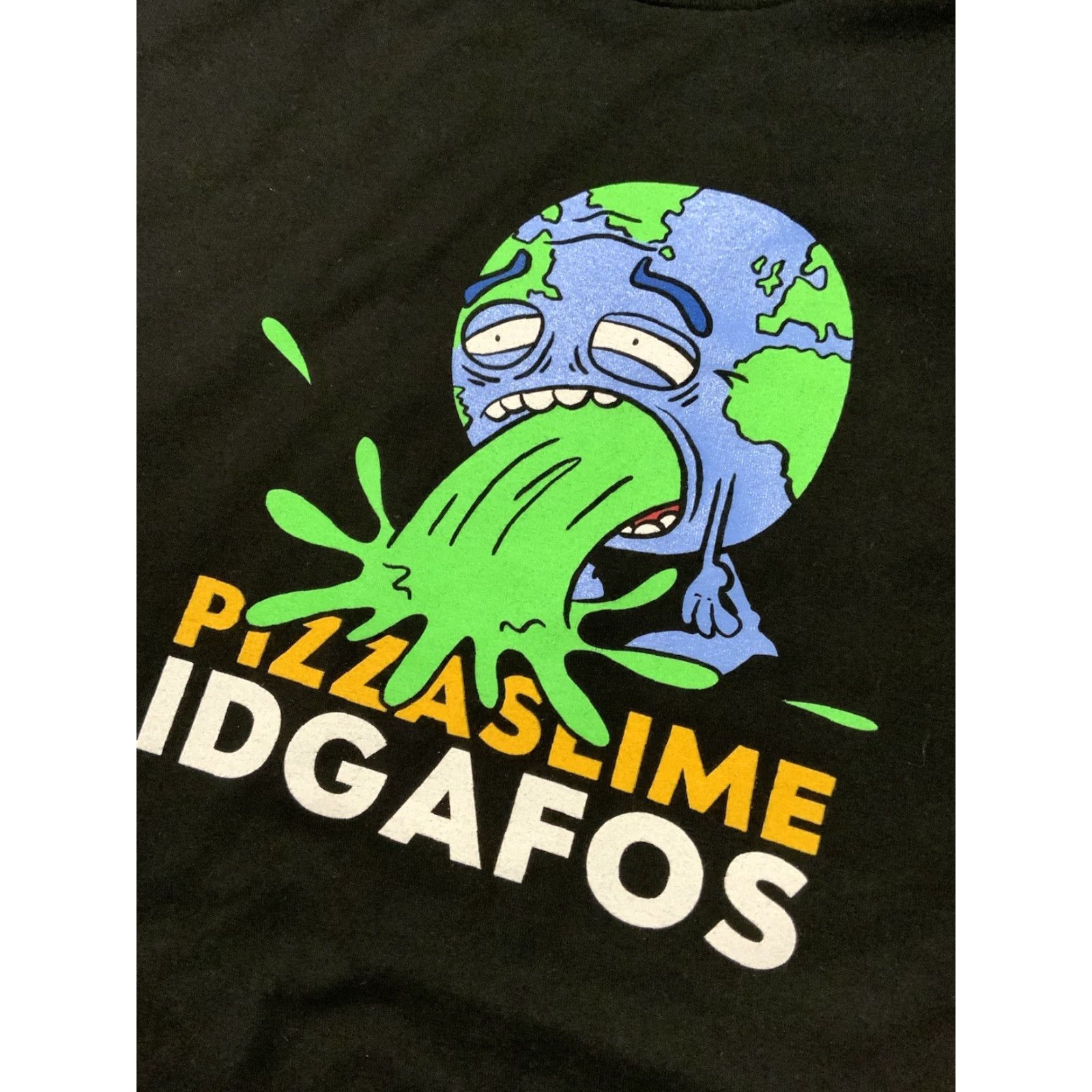 Vintage Pizza Slime X IDGAFOS Dillon Francis Earth World Puke Merch Graphic T-shirt Sz.L Men Black L Shirt Size US L / EU 52-54 / 3 - 7 Thumbnail