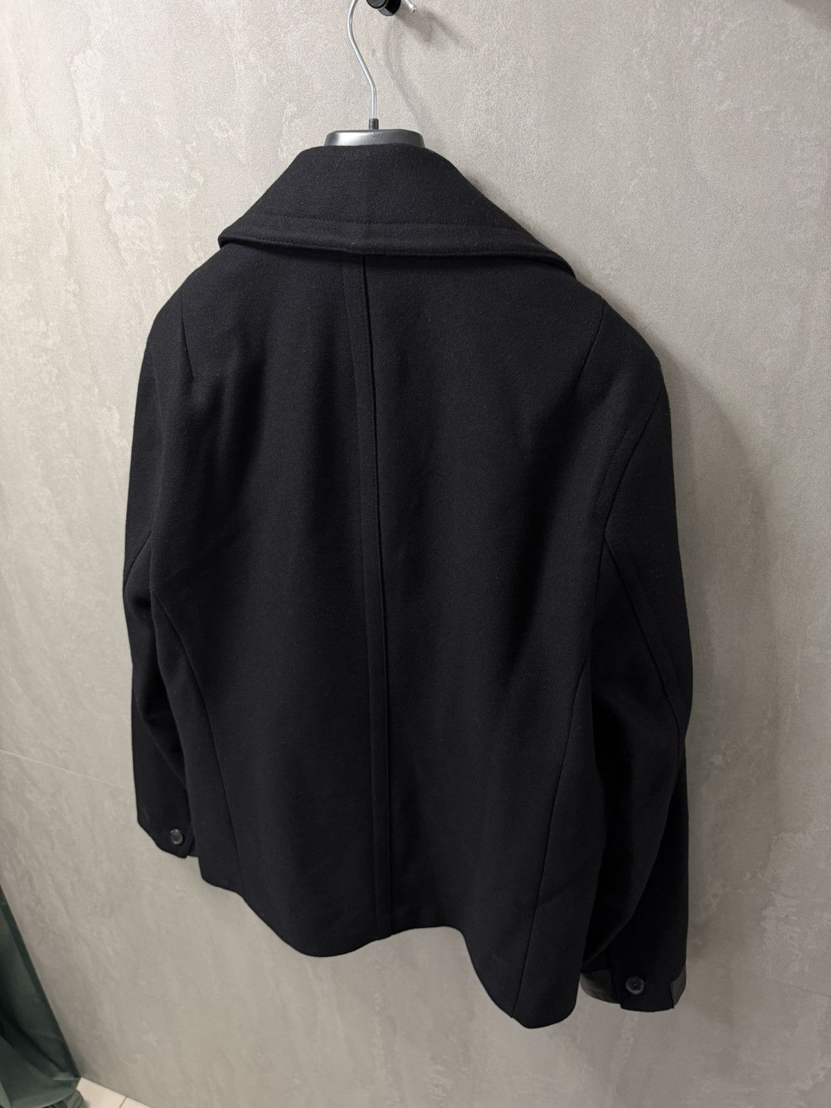 Allsaints AllSaints Felix Double Breasted Lamb Leather Trim Peacoat Size US L / EU 52-54 / 3 - 9 Thumbnail