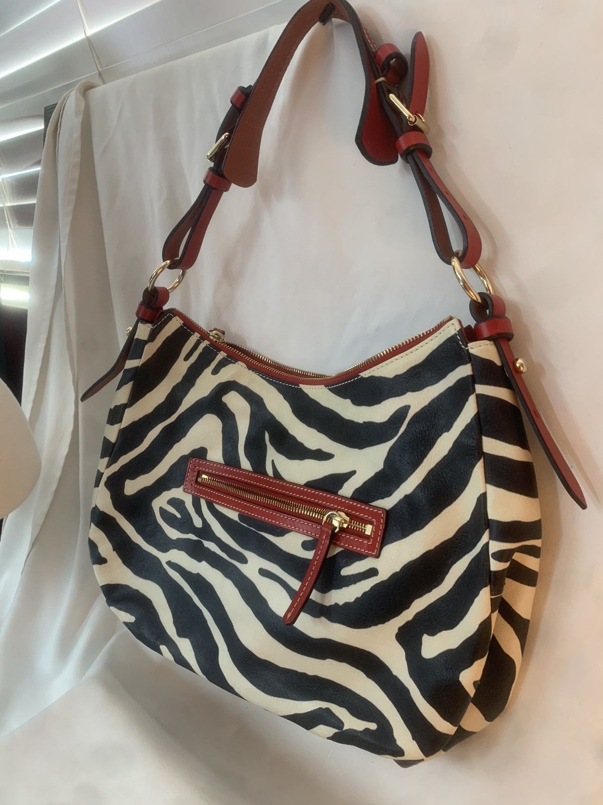 Dooney & Bourke Dooney & Bourke Zebra Print Satchel • Red Leather Trim • Mob Size ONE SIZE - 2 Thumbnail
