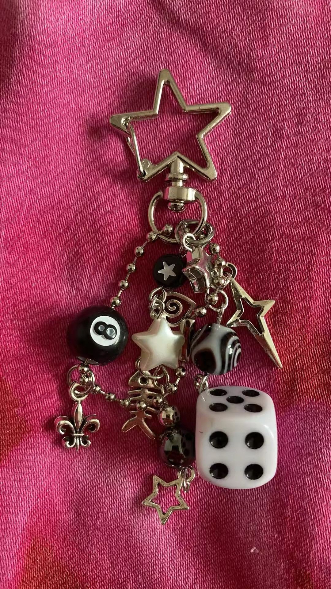 Jewelry Handmade cluttered black dice mixed keychain Size ONE SIZE - 6 Thumbnail