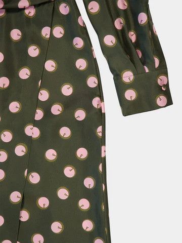 Fendi o1loc1c1225 Printed Silk Dress in Olive Green Size L / US 10 / IT 46 - 4 Thumbnail