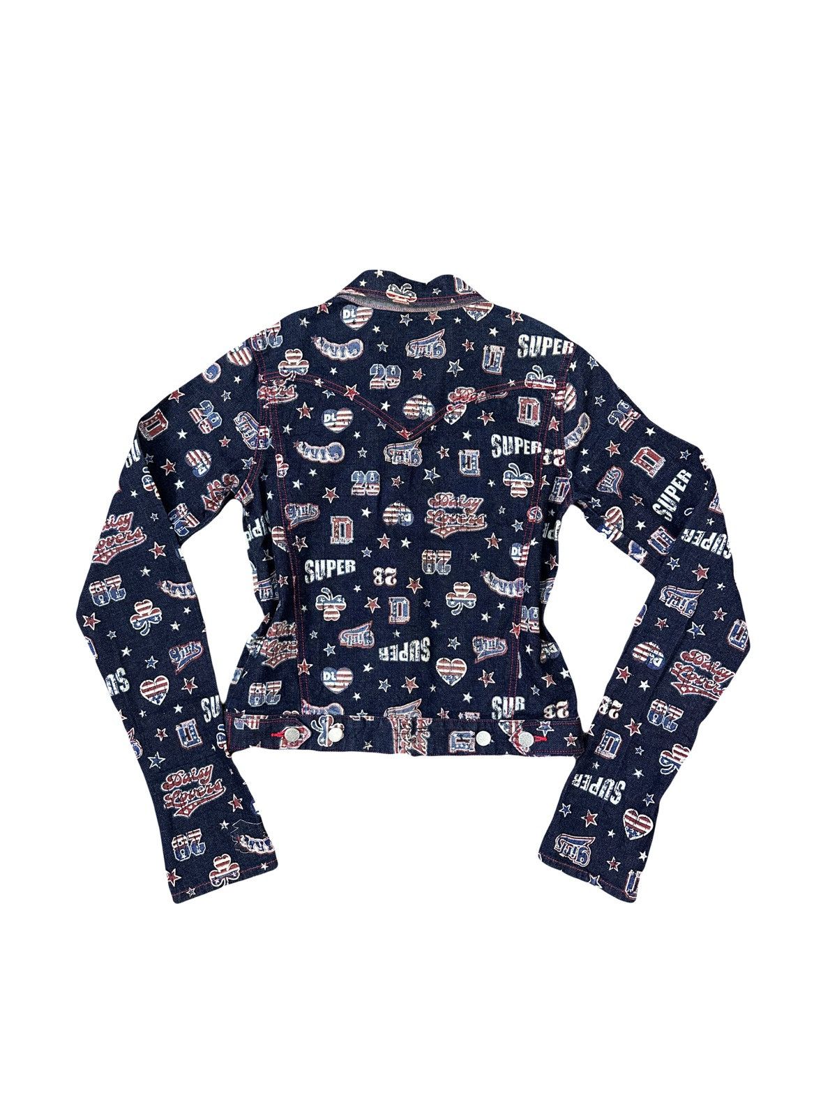 Angel Blue 1990s Daisy Lovers - Glitter Overprint Denim Jacket Size US M / EU 48-50 / 2 - 2 Thumbnail