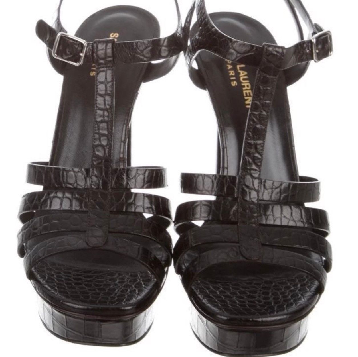 image of YVES Saint Laurent Tribute Platform Sandal in Black, Women's (Size 10.5)