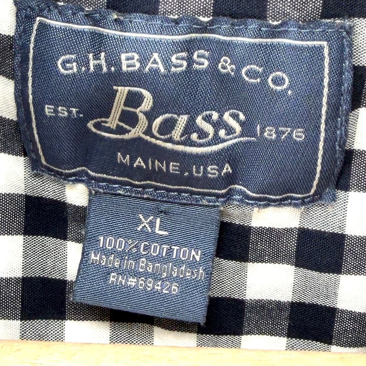 G.H. Bass & Co. Blue and White Gingham 100% Cotton Button Down Shirt Size US XL / EU 56 / 4 - 6 Thumbnail