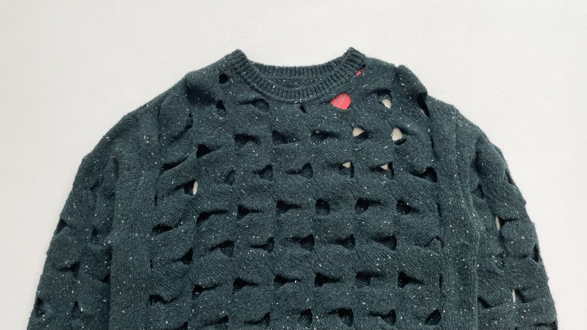 Issey Miyake Forest Green Cut Out Wool ‘Nest Knit’ Size US M / EU 48-50 / 2 - 3 Thumbnail