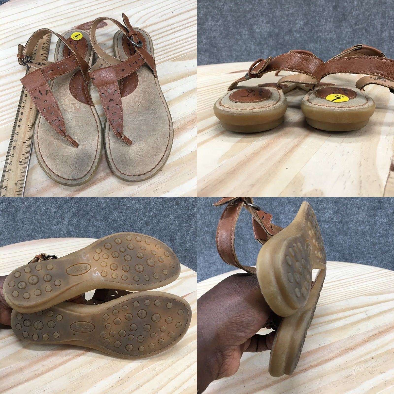 Born BOØRN Concept Sandals Womens 7 M TStraps Slingback Thong Flats Brown Sandals Womans Shoe Size US 7 / IT 37 - 8 Thumbnail