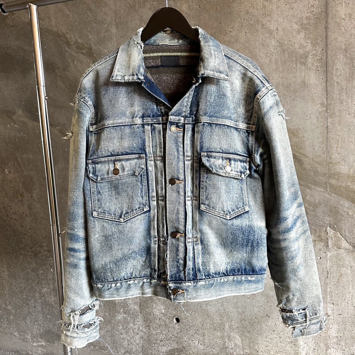 Saint Laurent Paris RUNWAY SLP SS21 DESTROYED Denim Jacket Grailed