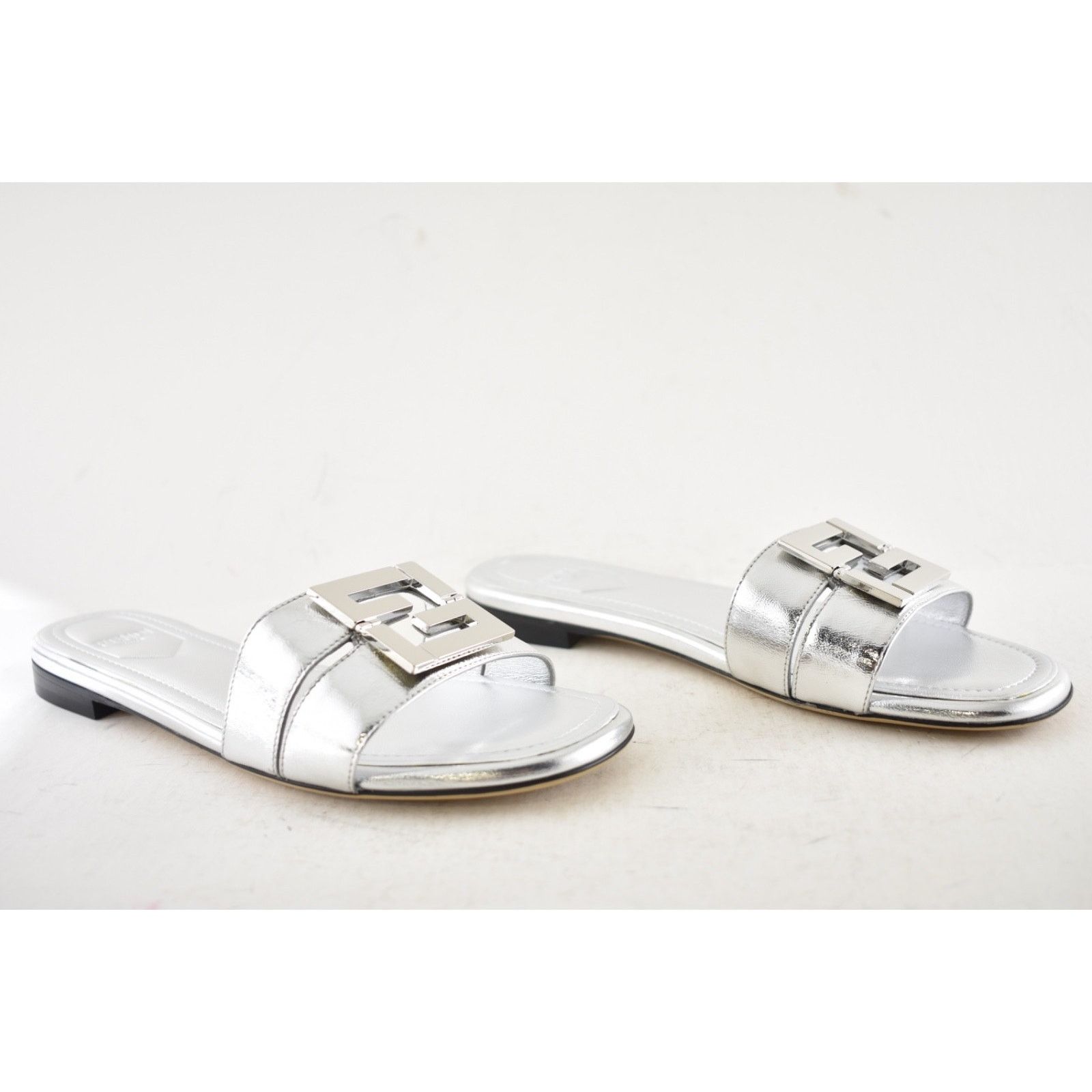 Fendi Fendi Fold Argento Silver FF Monogram Mule Slide Sandal 37 Size US 7 / IT 37 - 4 Thumbnail