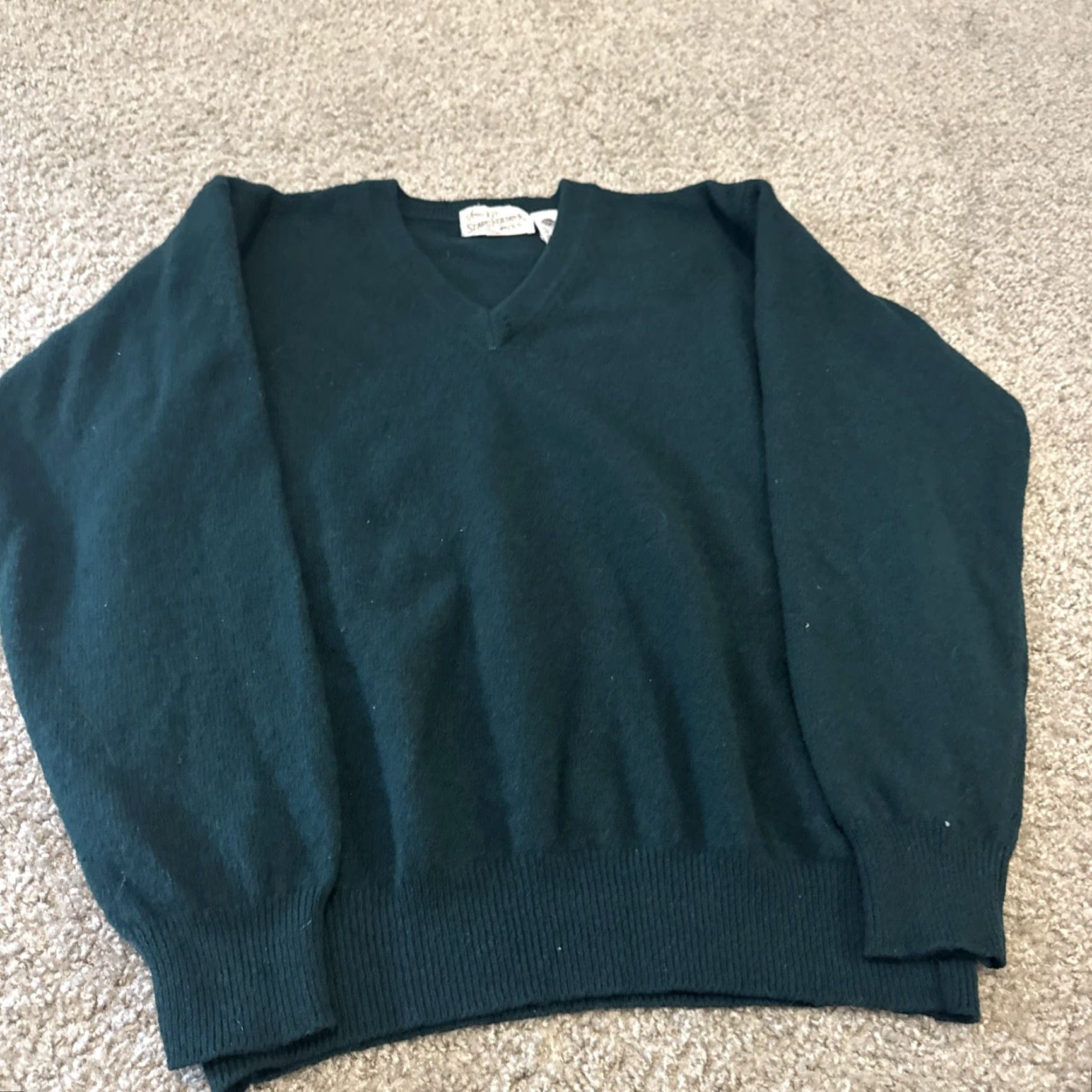 Sears VINTAGE Sears & Roebuck Green Wool Knit V-Neck Sweater L Mens Pullover Size US L / EU 52-54 / 3 - 3 Thumbnail