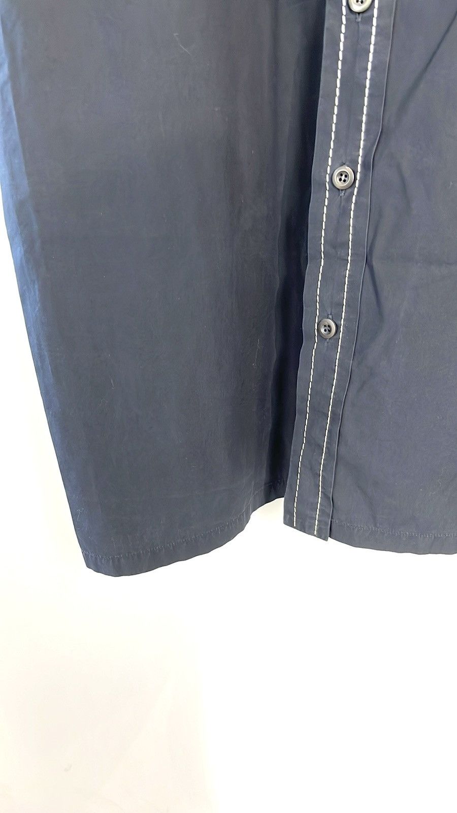 Prada Prada SS/15 Navy Topstitched Buttoned Short-Sleeve Shirt Size US M / EU 48-50 / 2 - 5 Thumbnail