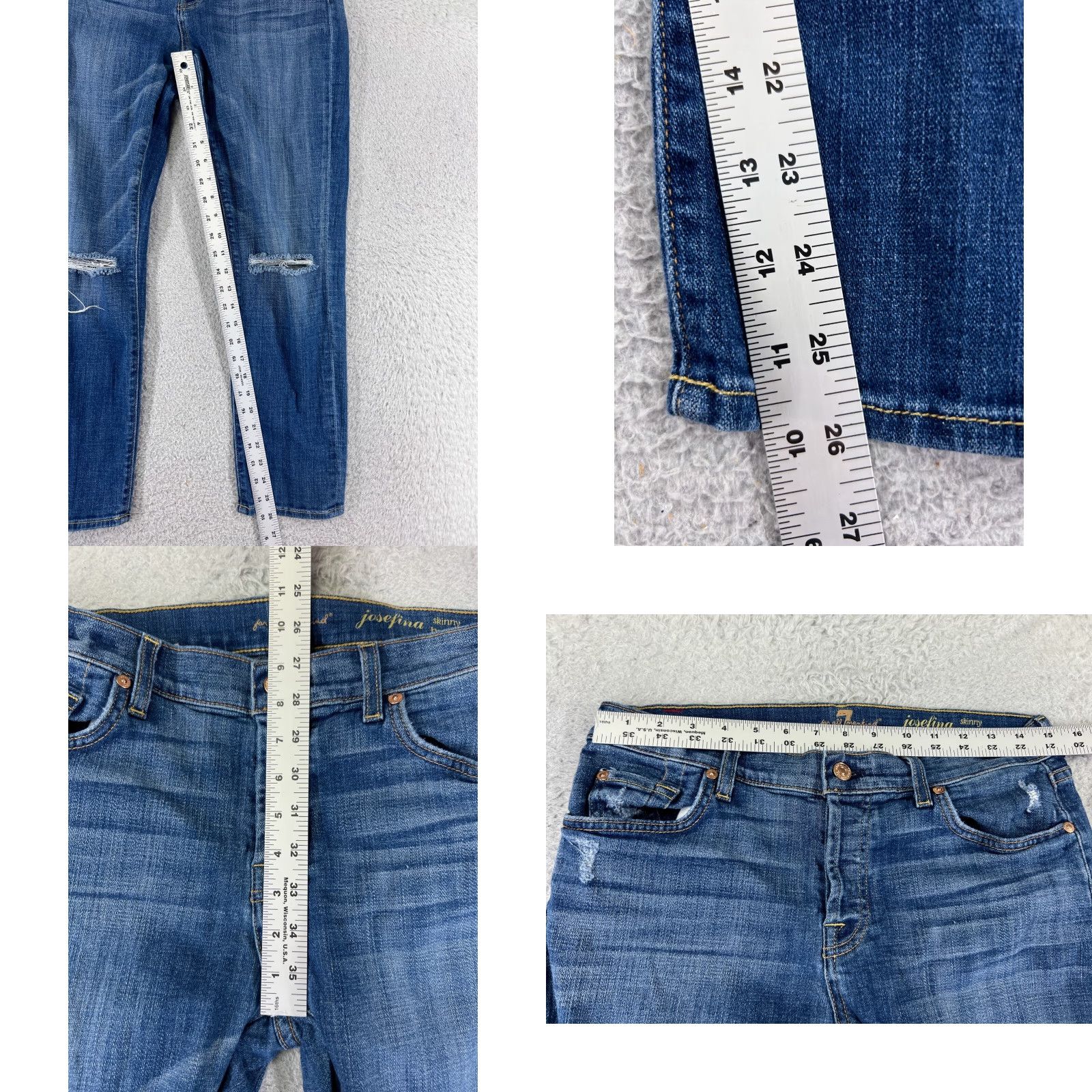 7 For All Mankind 7 For All Mankind Jeans Women 27 Blue Denim Josefina Skinny Button Fly Adult Regular 27 in Blue 7 For All Mankind Jeans Womens Jeans Button Fly 90s? Size 27" / US 4 / IT 40 - 8 Thumbnail