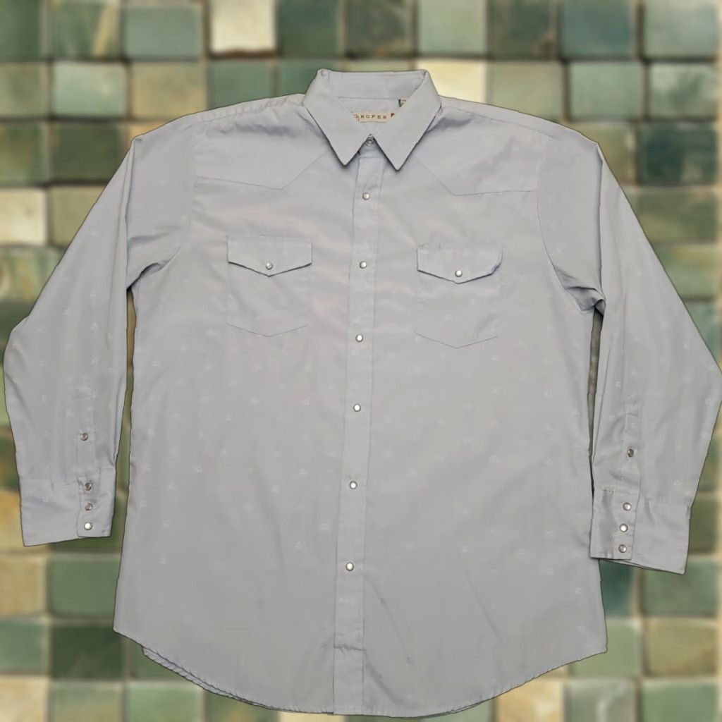 Roper Roper Shirt Mens XXL Blue Geometric Horse Head Pearl Snap Western Cowboy Casual Shirt Size US XXL / EU 58 / 5 - 1 Thumbnail