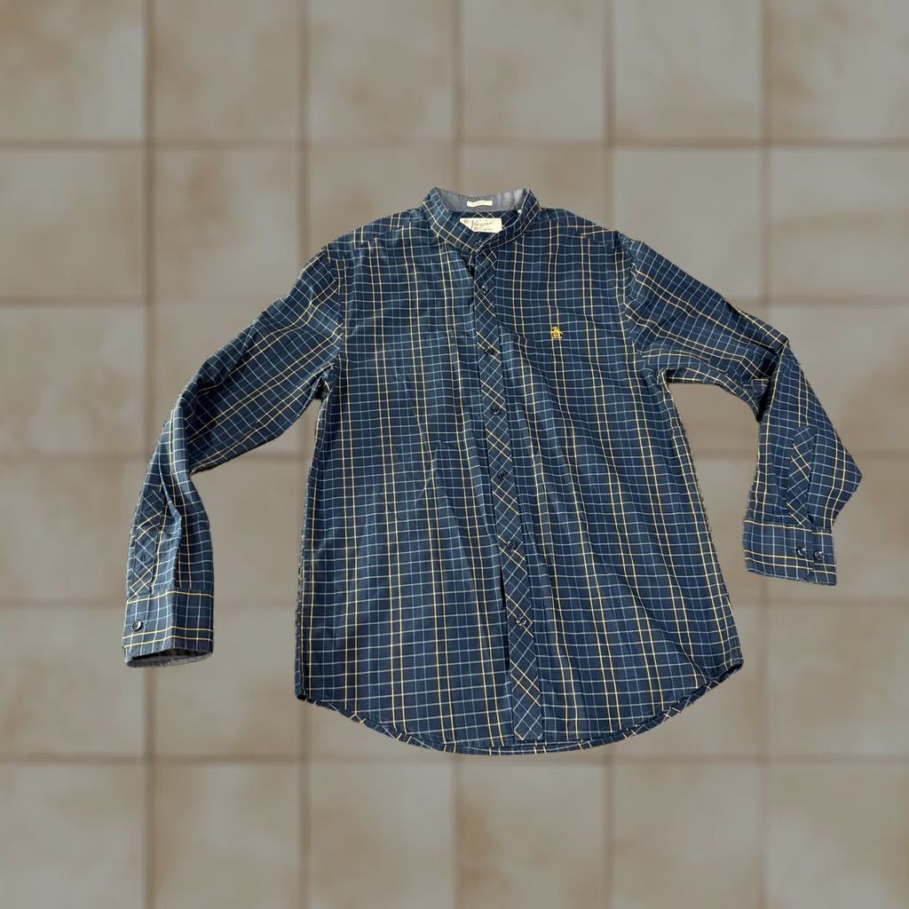 Original Penguin Original Penguin Shirt Mens M Blue Check Long Sleeve Band Collar Casual Size US M / EU 48-50 / 2 - 1 Thumbnail