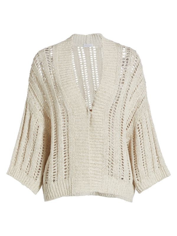 Brunello Cucinelli o1y0725 Cardigan in Light Beige Size XL / US 12-14 / IT 48-50 - 1 Thumbnail