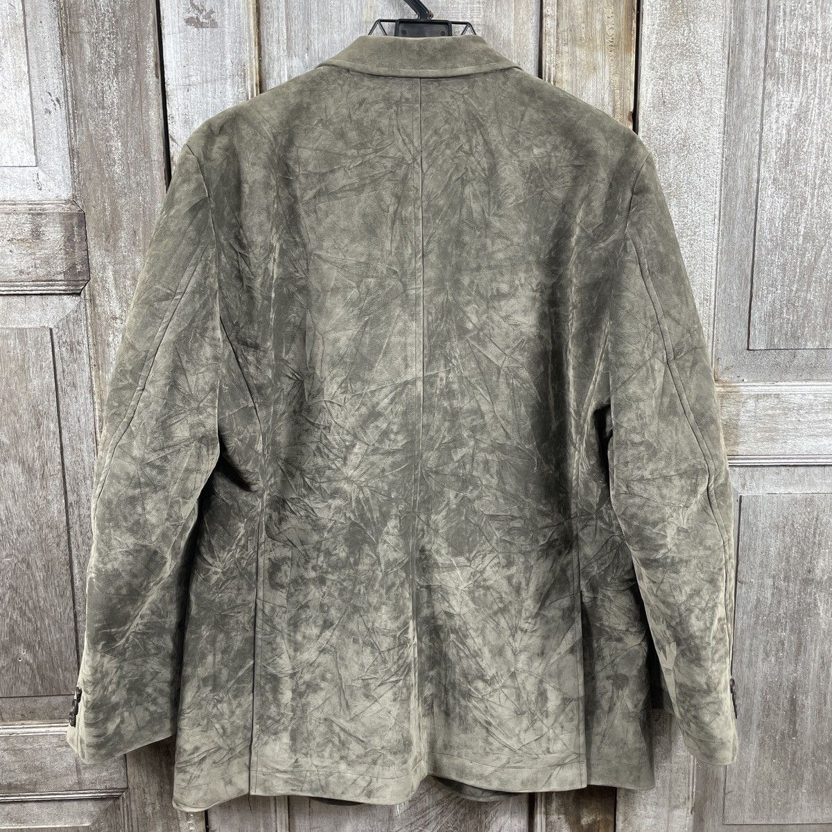 Japanese Brand × Vintage Vintage Japanese Brand Mud Green Leather Coat Size US M / EU 48-50 / 2 - 2 Thumbnail