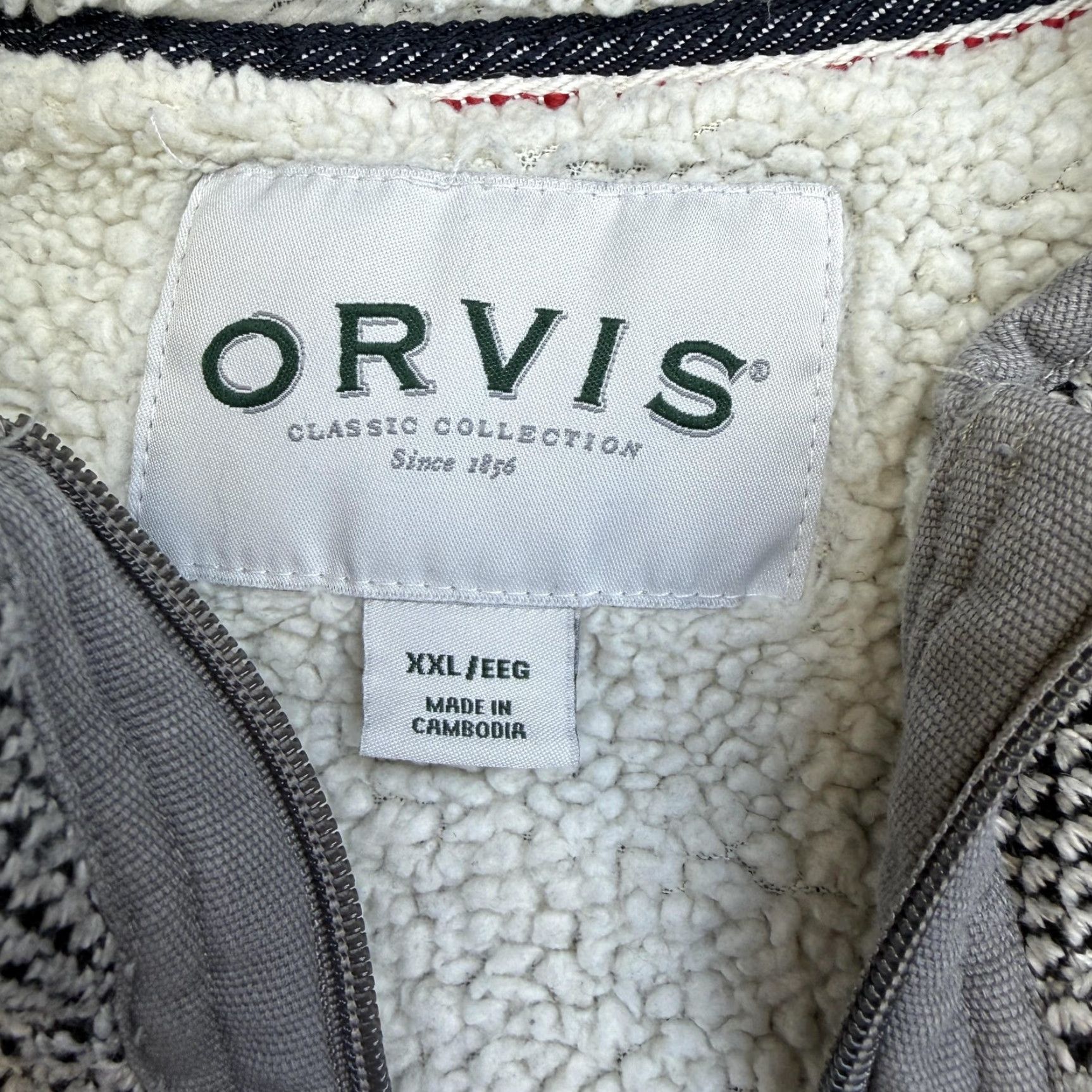 Orvis Orvis Mens Sweater 2XL Gray Mock Neck 1/4 Zip Heavyweight Knit Geometric Quarter Zip Lined Pullover Size US XXL / EU 58 / 5 - 4 Thumbnail