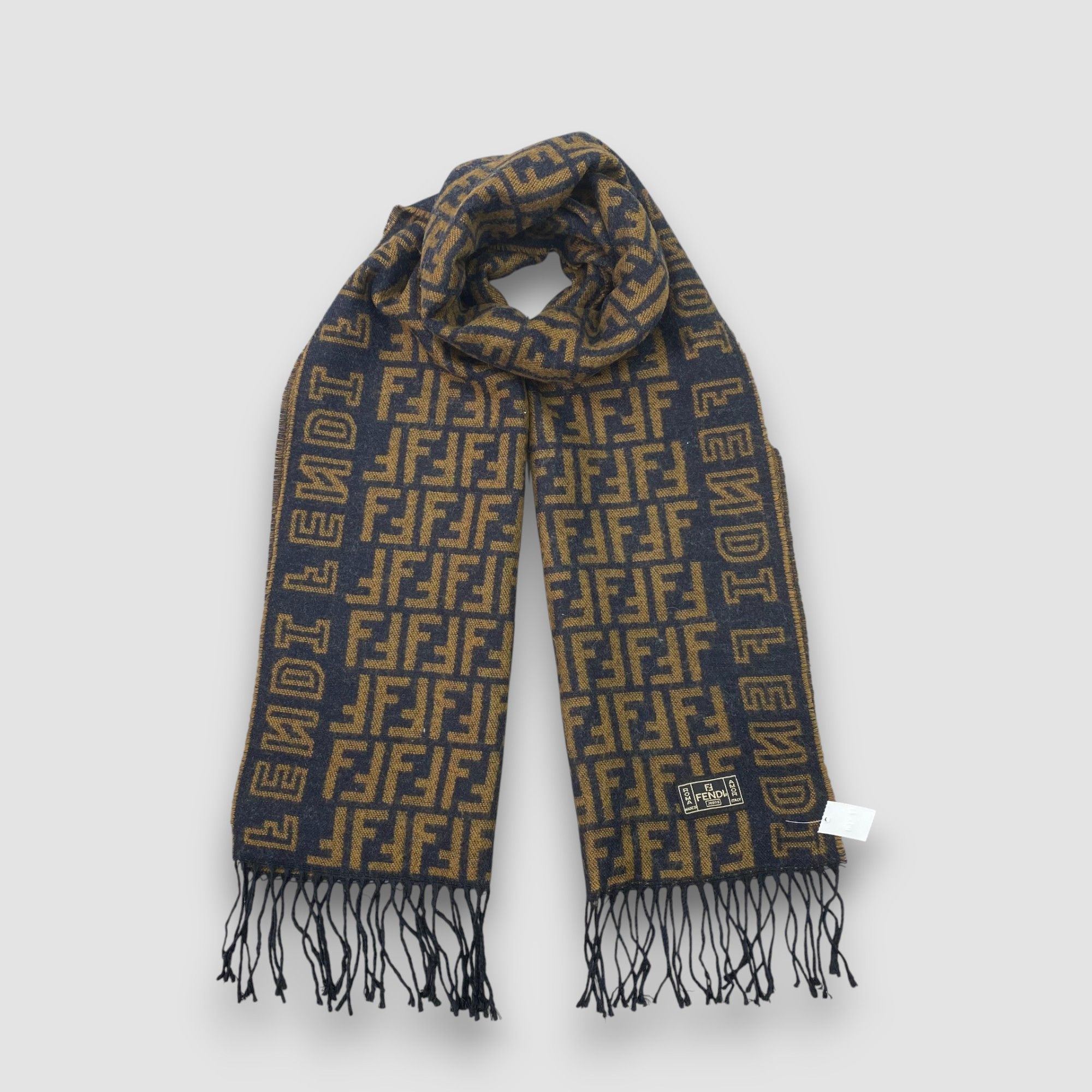 Japanese Brand Vintage Fendi Scarf Muffler Wool Monogram Zuccca Scarves Size ONE SIZE - 1 Thumbnail