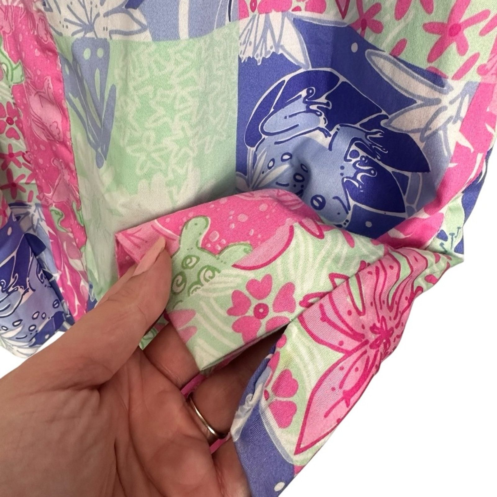 Lilly Pulitzer Lilly Pulitzer Cocktail Dress Floral Turtle Patchwork 10 Size L / US 10 / IT 46 - 9 Thumbnail