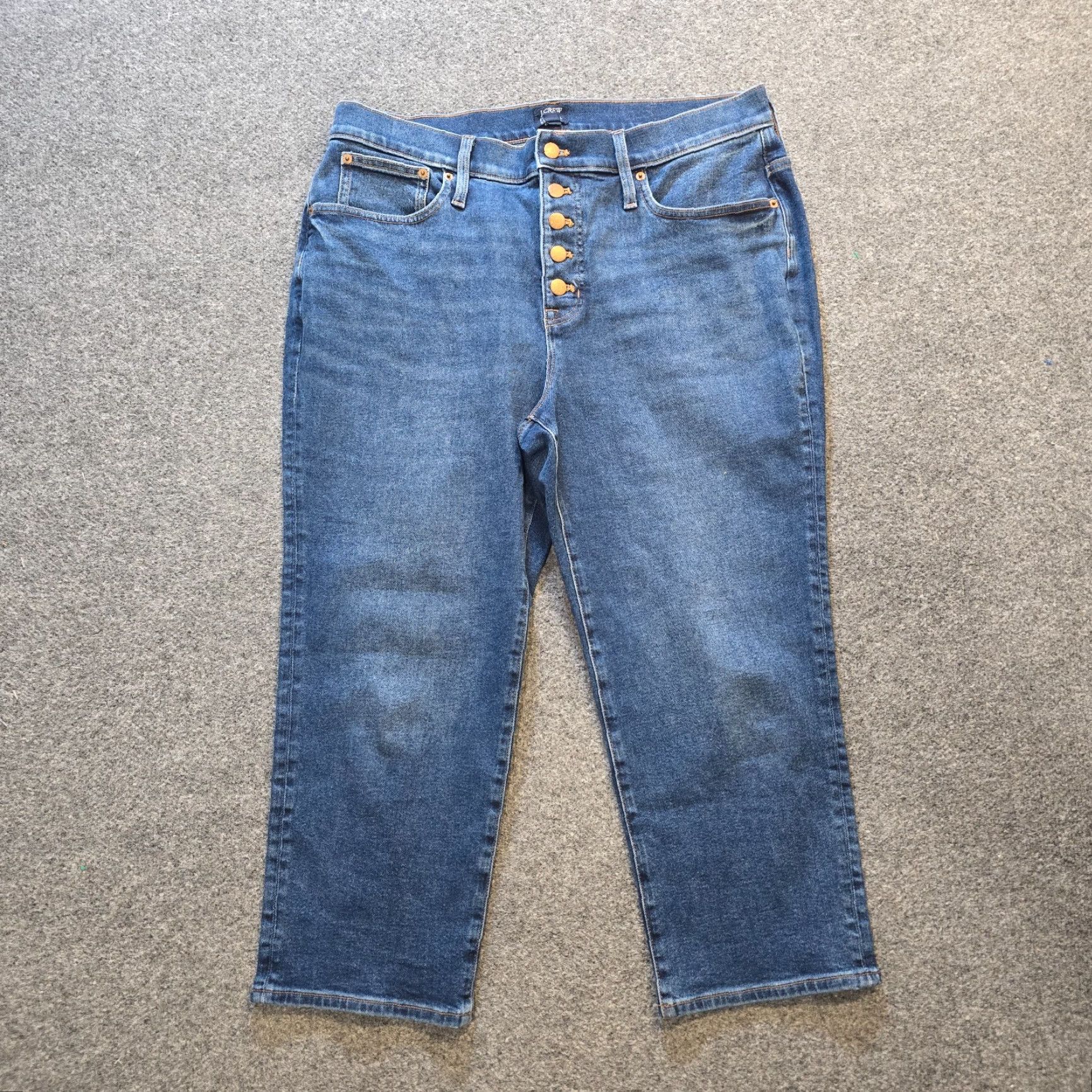 J.Crew J.CREW Jeans Womens 33 Petite Blue Denim Essential Straight Button Fly Casual Regular Petite 5-Pocket Design Jeans Blue? Size 24" / US 00 / IT 34 - 2 Thumbnail
