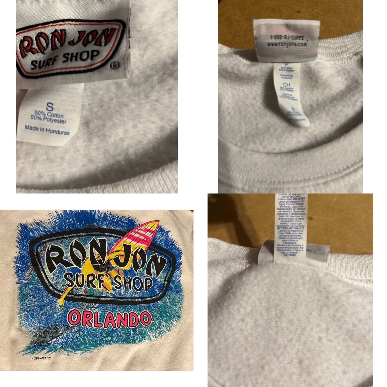 Ron Jon Surf Shop VINTAGE Ron Jon Surf Shop Sweatshirt Adult Small White Double Sided Graphic Print Crew Neck Pullover Long Sleeve Size US S / EU 44-46 / 1 - 11 Thumbnail