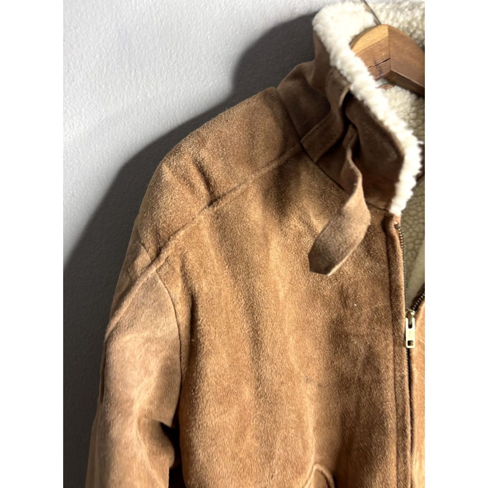 Vintage The Fox Collection Jacket Mens Small Brown Suede Sherpa Lined Bomber Zip Size US S / EU 44-46 / 1 - 2 Thumbnail