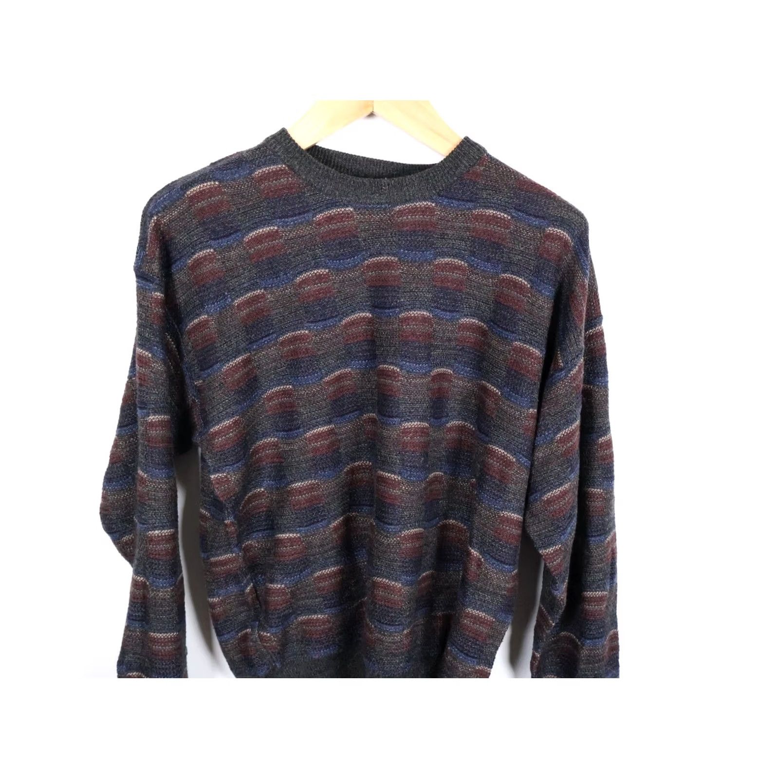Vintage VINTAGE Hill & Archer 90s Dad Sweater Men Large Dark Gray Geometric Pattern Lightweight Knit Crew Neck Pullover Size US L / EU 52-54 / 3 - 4 Thumbnail