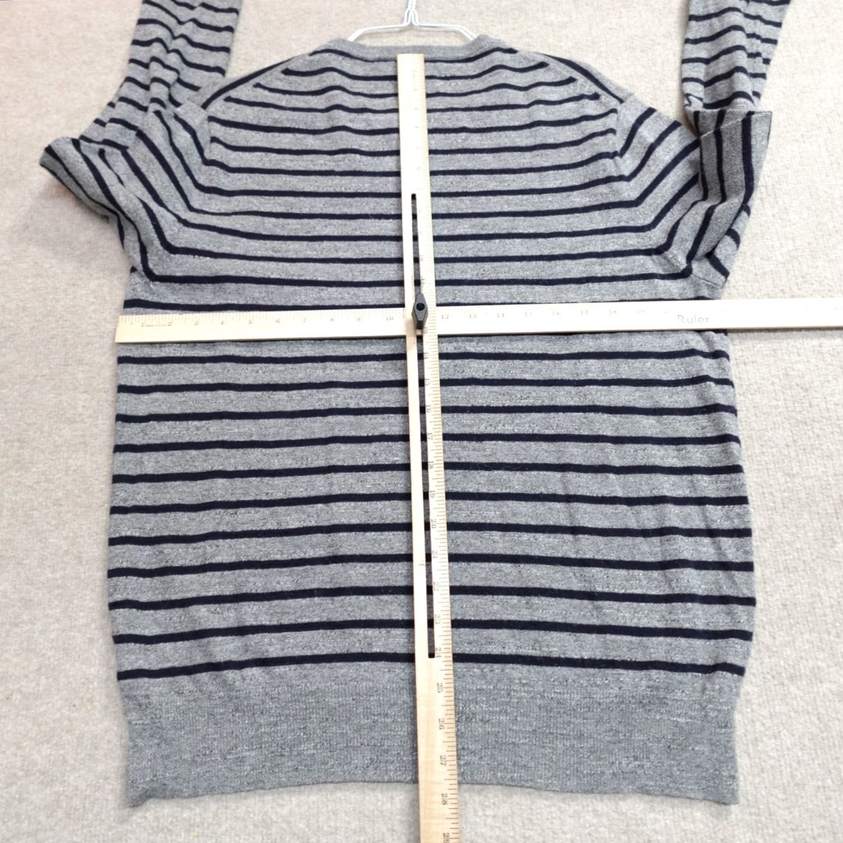 J.Crew J.Crew Sweater XL Gray Striped Rugged Cotton Crew Neck Men Pullover Knit Wool Tight-Knit Classic Crewneck Size US XL / EU 56 / 4 - 6 Thumbnail