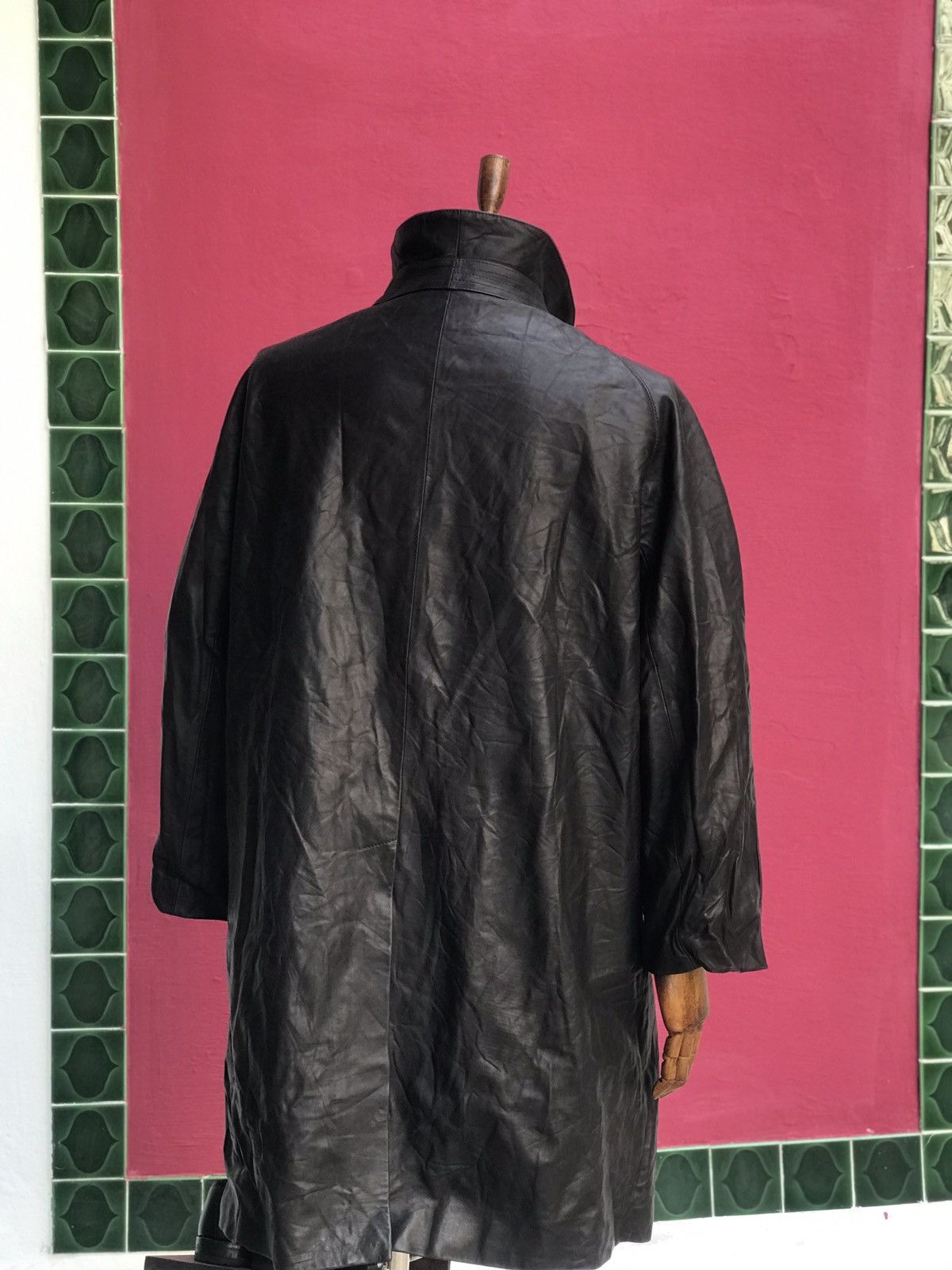 Handmade WOOL & CASHMERE LINED LEATHER RAGLAN COAT, BALMACAAN COAT Size US L / EU 52-54 / 3 - 6 Thumbnail