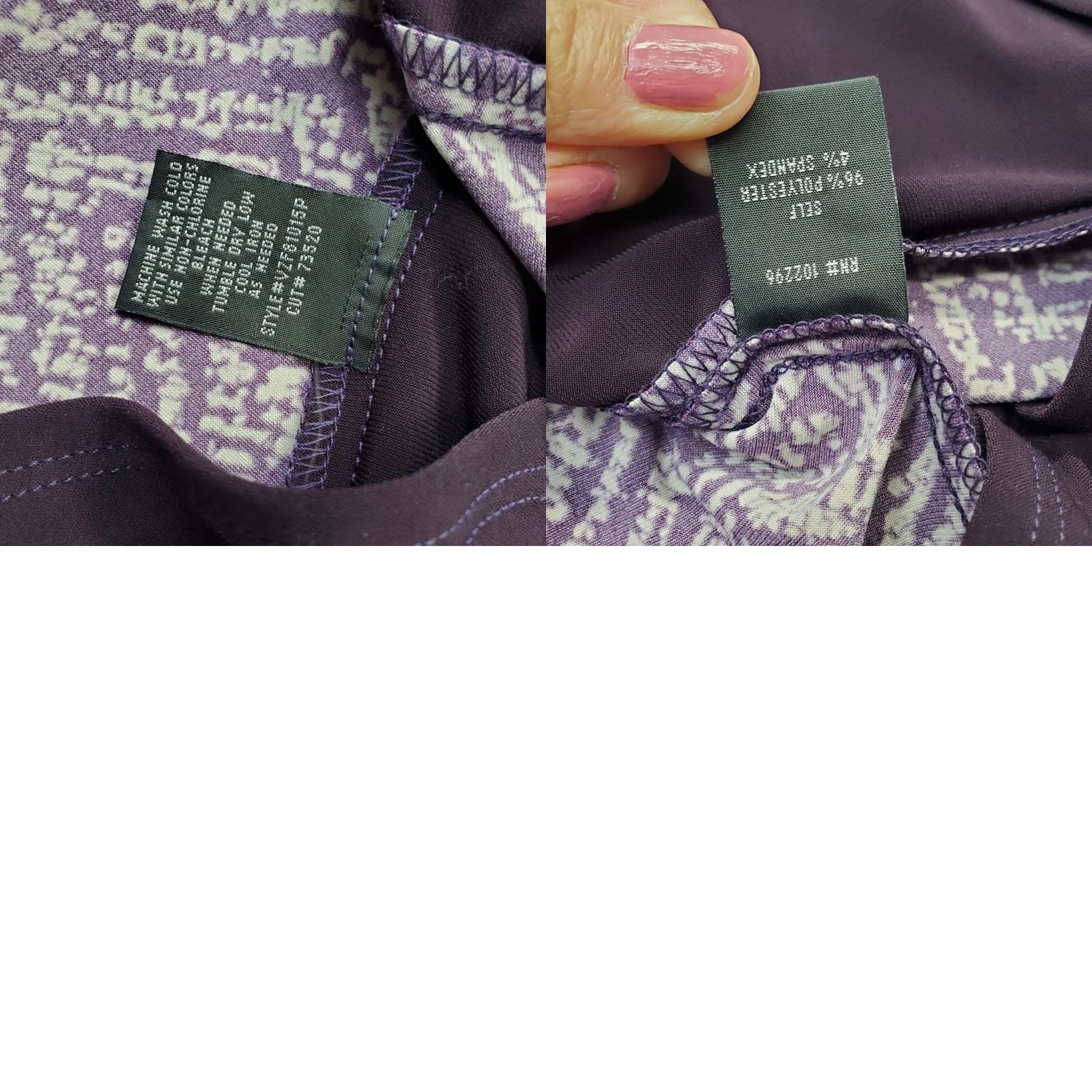 Vintage Connected Apparel Sheath Dress Womens Size 10P Purple Tan Stretch Scoop Neck Dress Size L / US 10 / IT 46 - 8 Thumbnail