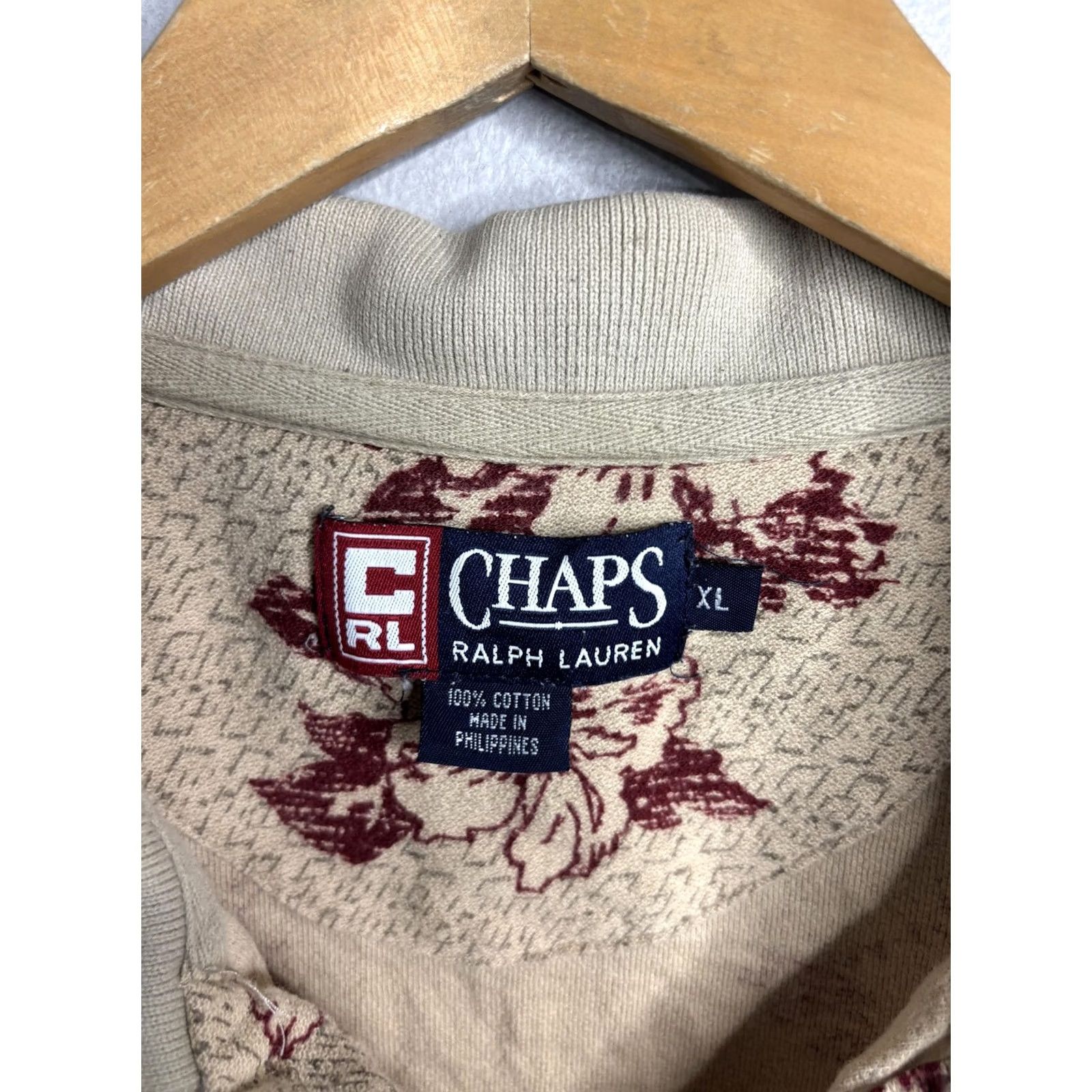 Chaps Chaps Ralph Lauren Polo Shirt Mens XL Beige Red Floral Print Casual Size US XL / EU 56 / 4 - 3 Thumbnail